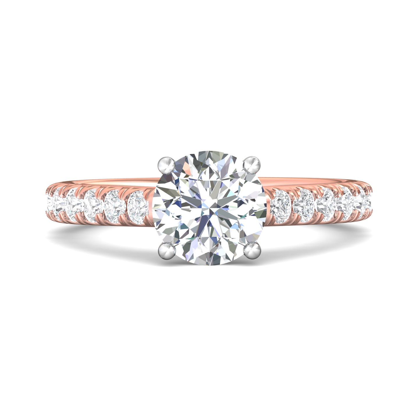 14K Rose and White Gold Round Diamond Engagement Ring