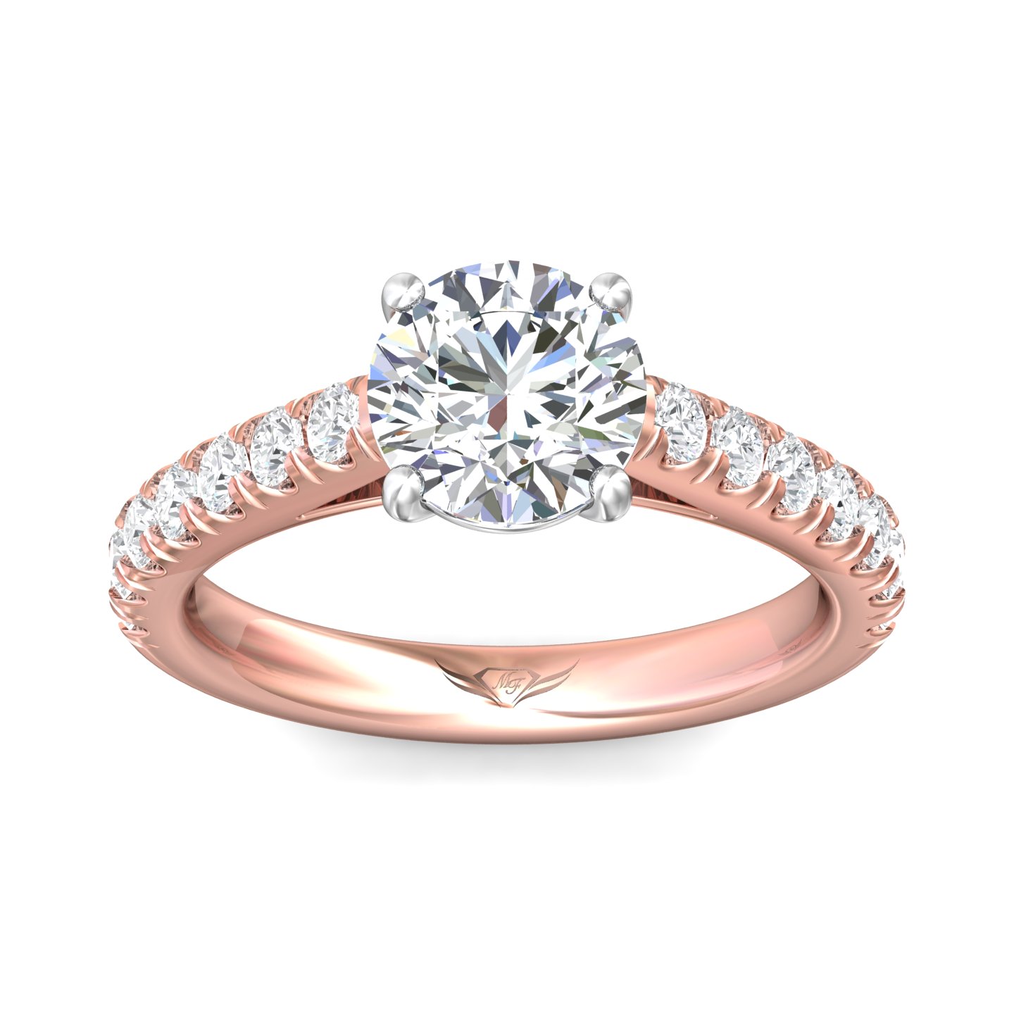 14K Rose and White Gold Round Diamond Engagement Ring