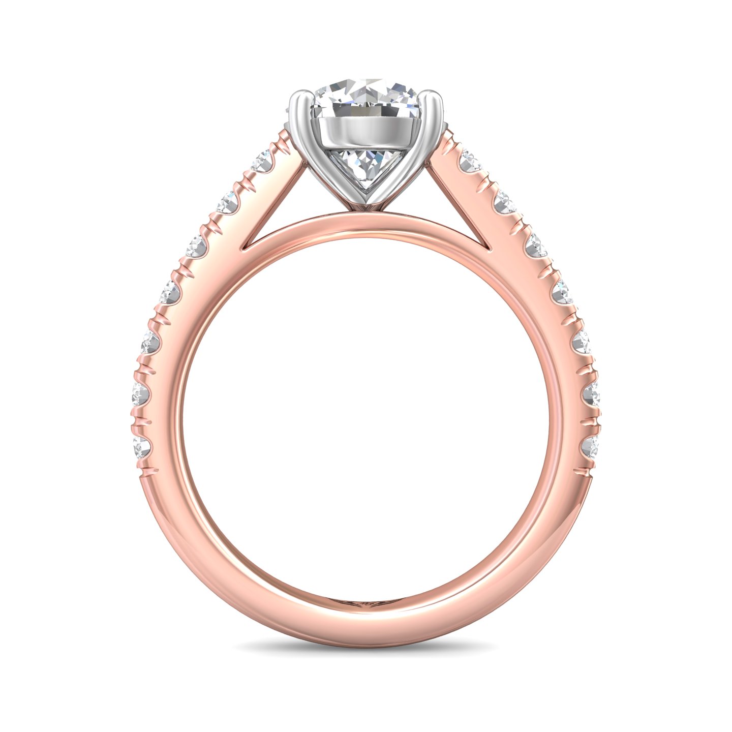 14K Rose and White Gold Round Diamond Engagement Ring