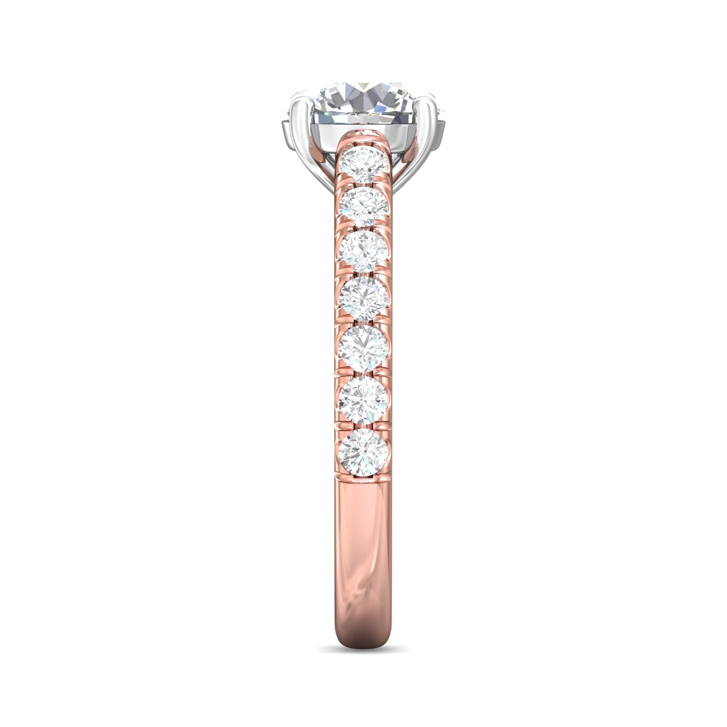 14K Rose and White Gold Round Diamond Engagement Ring