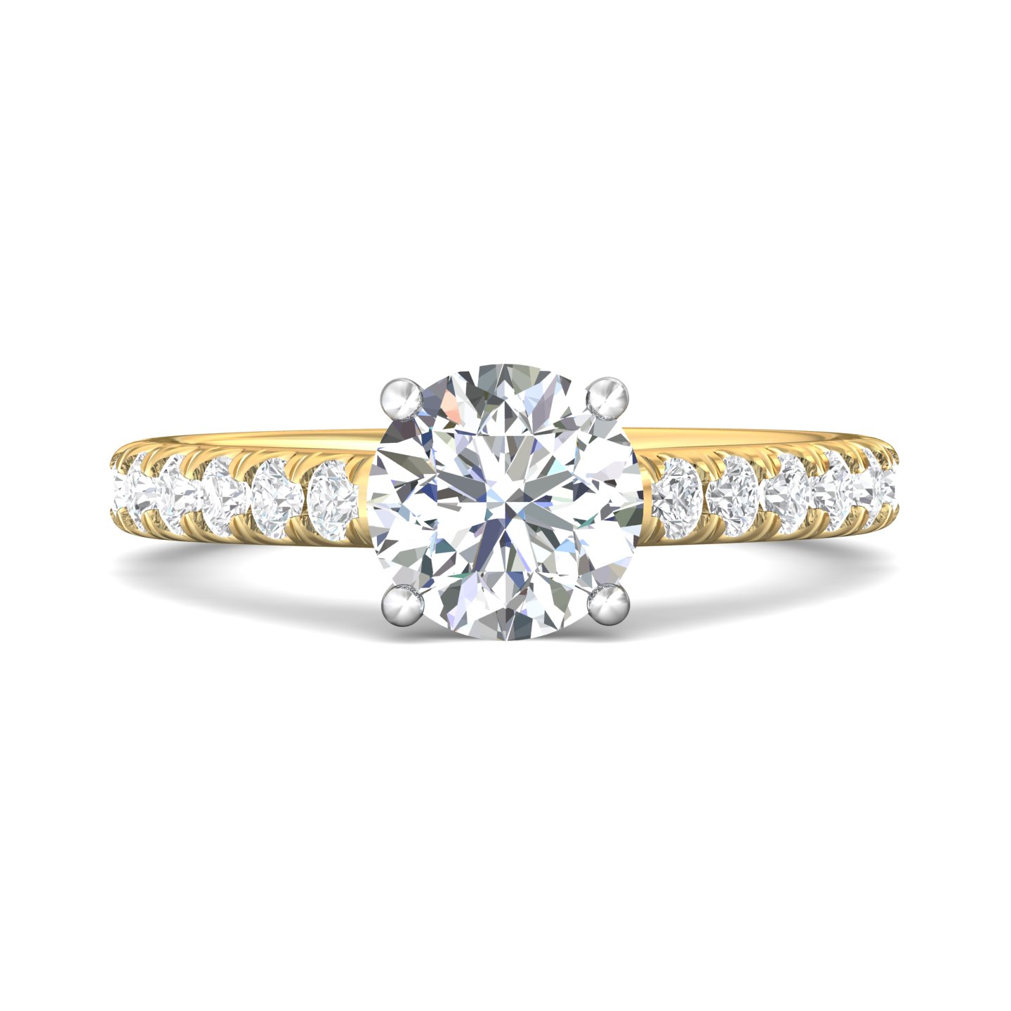 14K Yellow and White Gold Round Diamond Engagement Ring