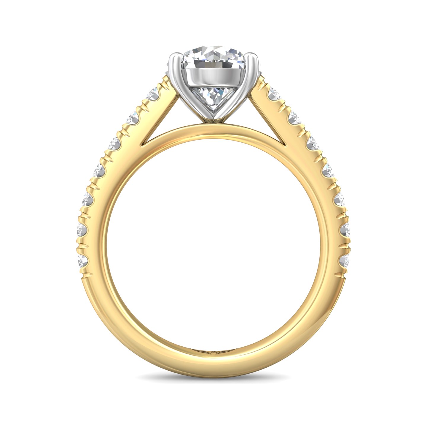 14K Yellow and White Gold Round Diamond Engagement Ring