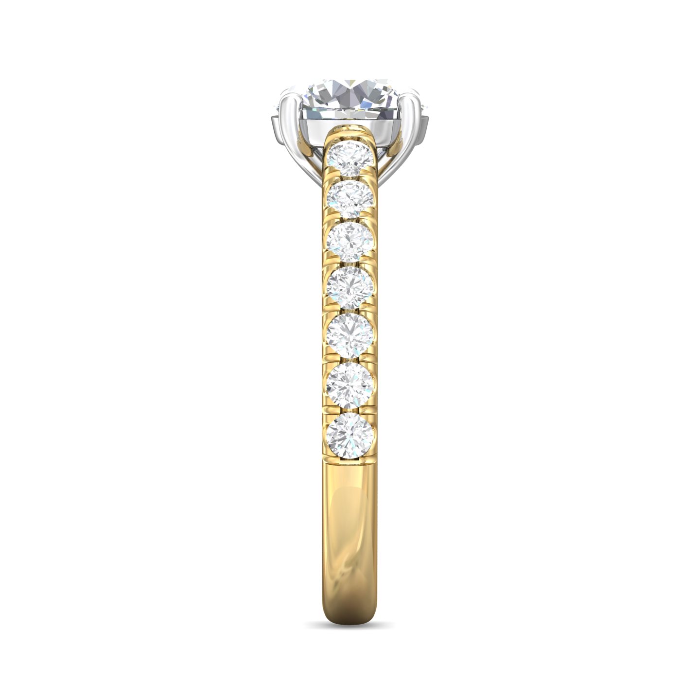 14K Yellow and White Gold Round Diamond Engagement Ring