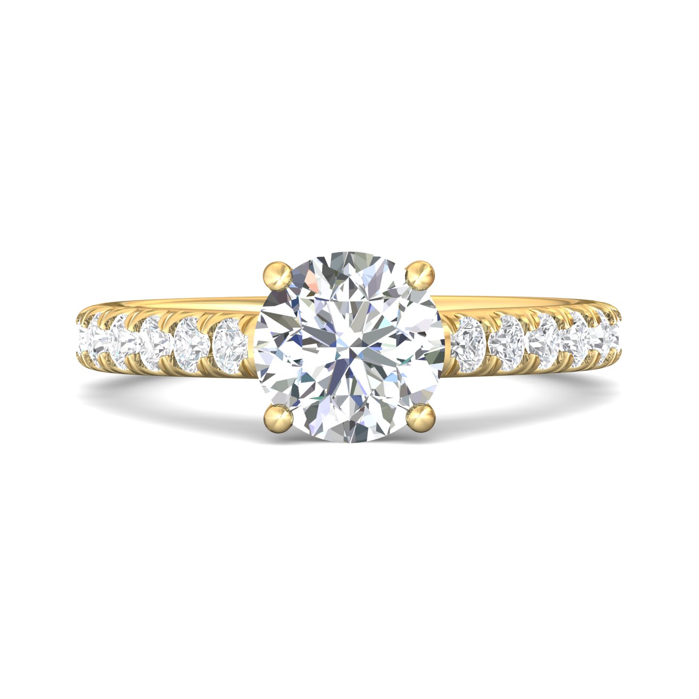 14K White Gold Round Diamond Engagement Ring
