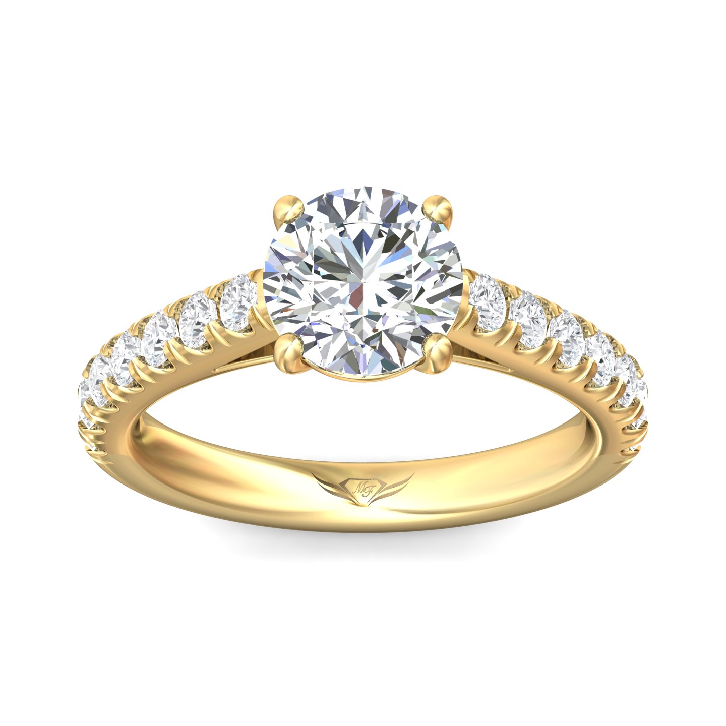 18K Yellow Gold Round Diamond Engagement Ring