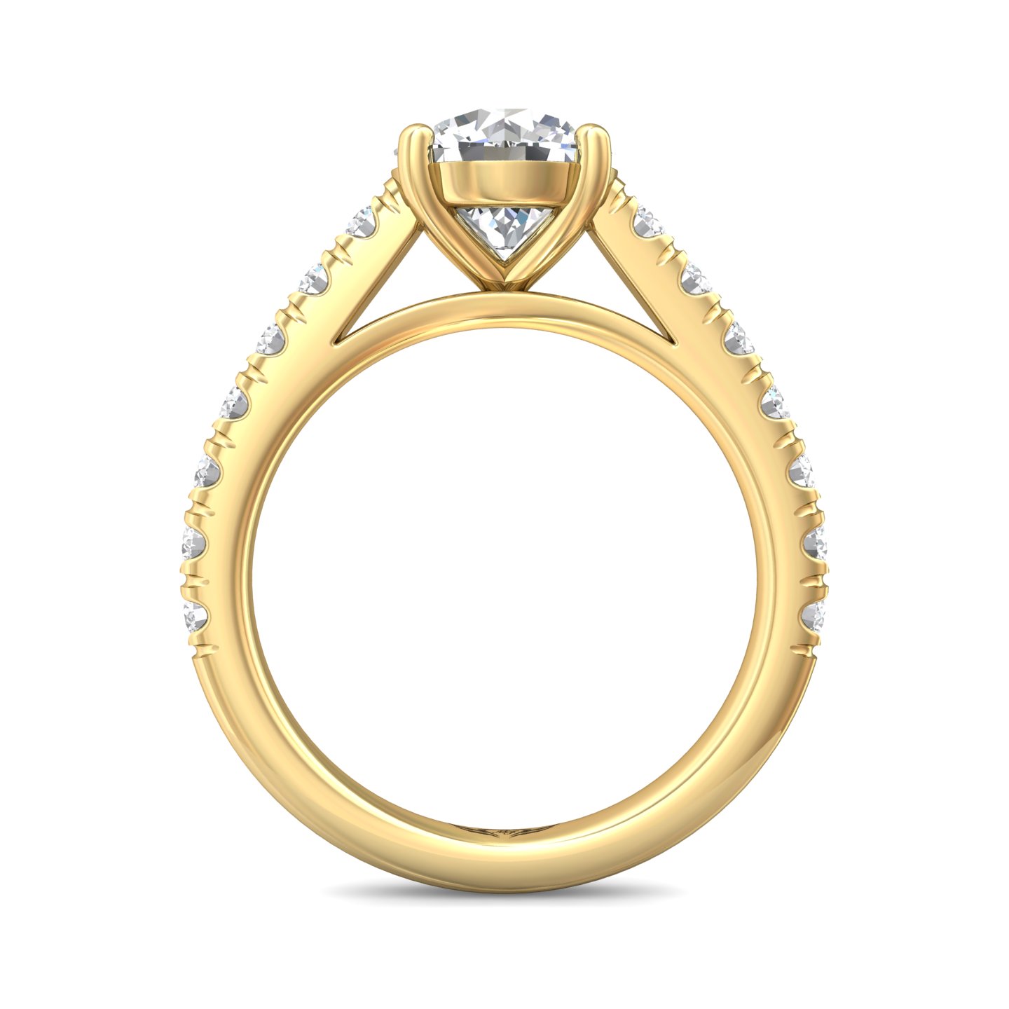 18K Yellow Gold Round Diamond Engagement Ring