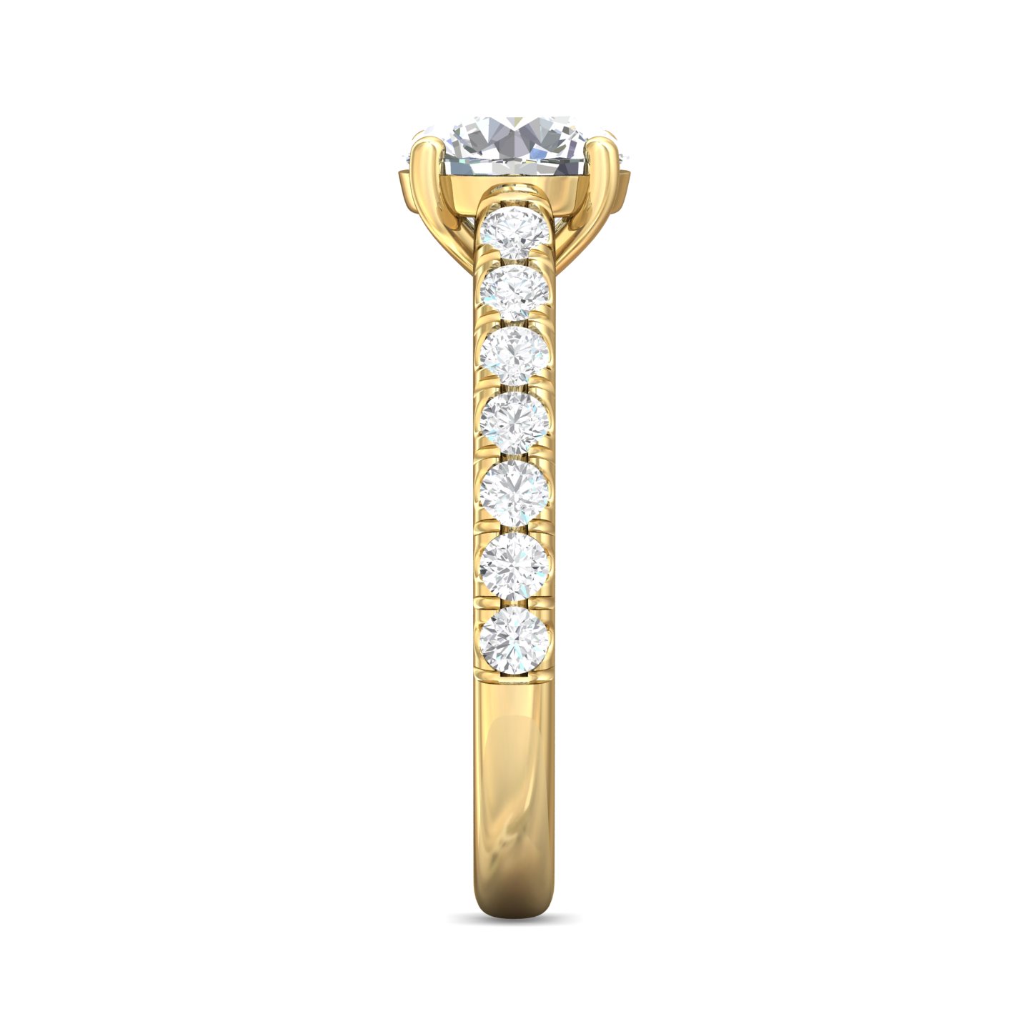 18K Yellow Gold Round Diamond Engagement Ring