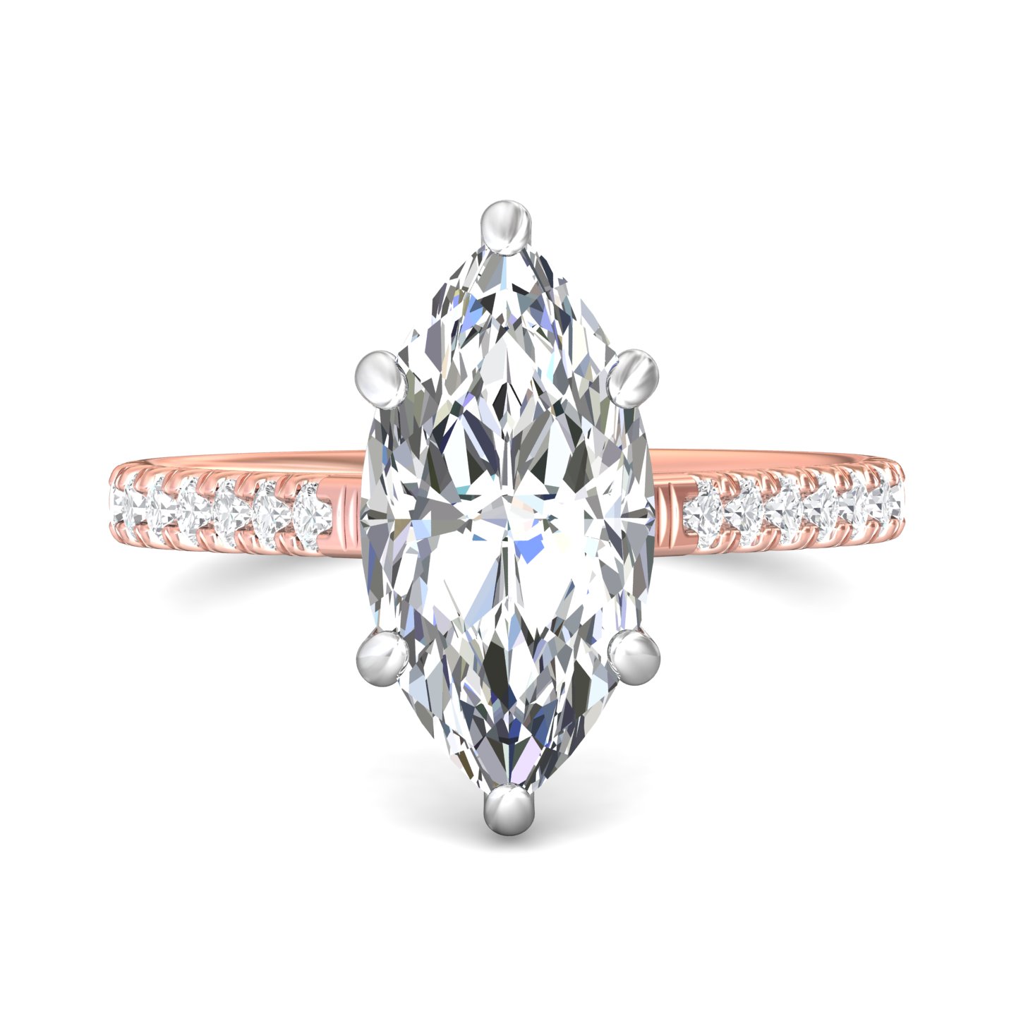 14K Rose and White Gold Marquise Diamond Engagement Ring