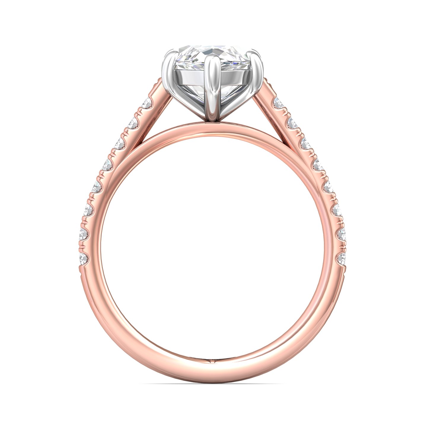14K Rose and White Gold Marquise Diamond Engagement Ring
