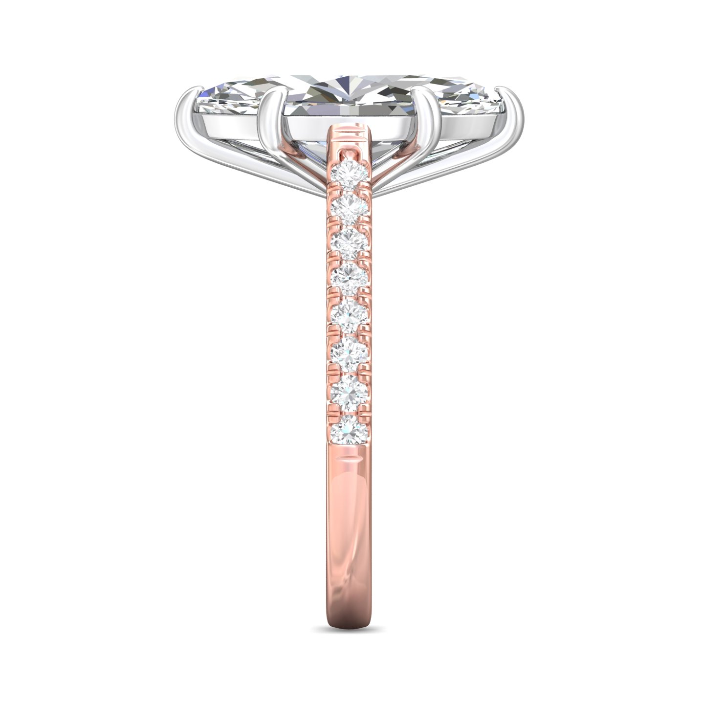 14K Rose and White Gold Marquise Diamond Engagement Ring