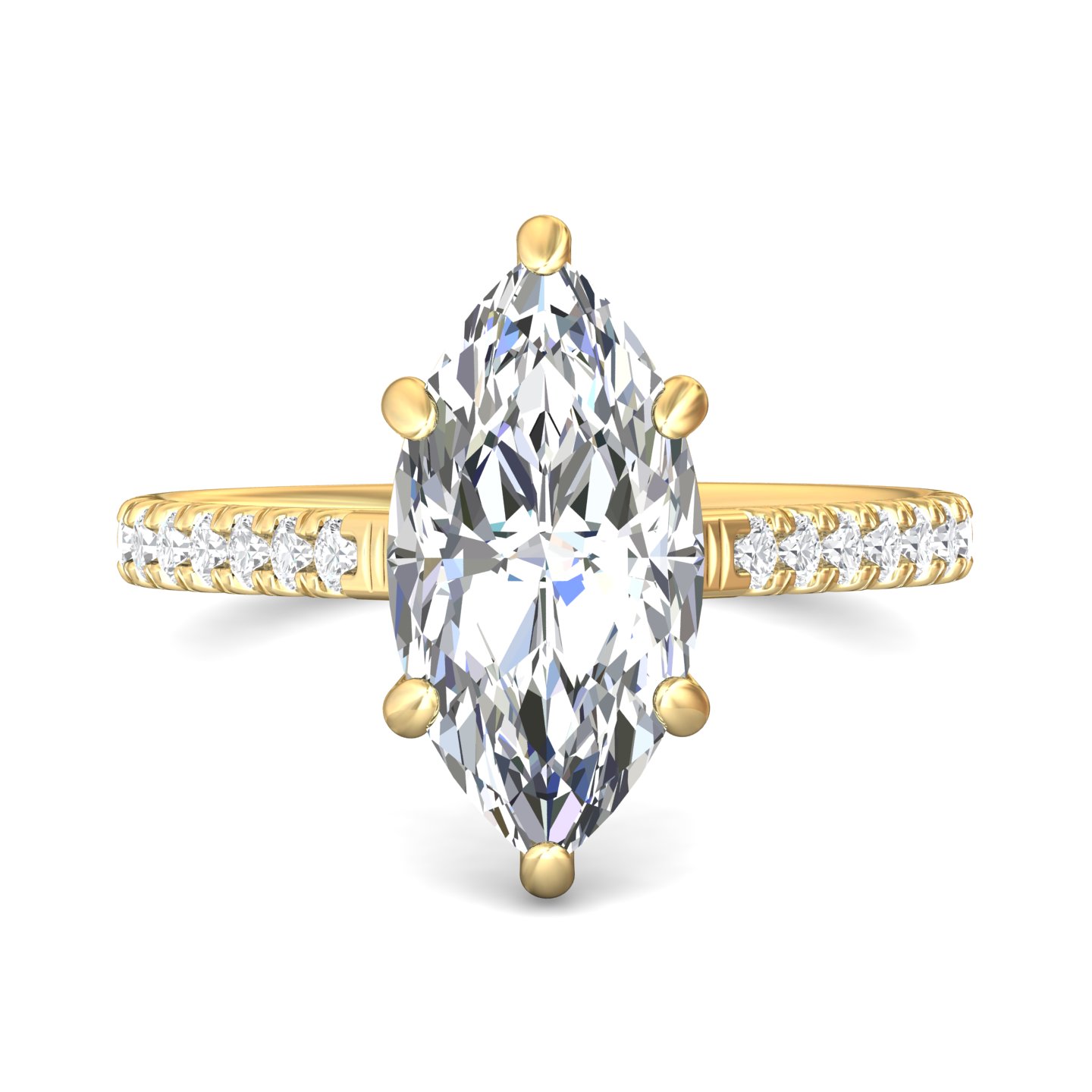 14K Yellow Gold Marquise Diamond Engagement Ring
