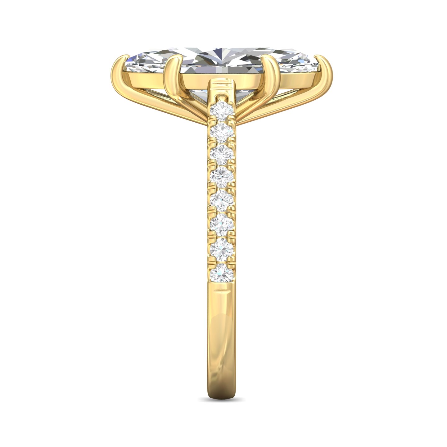 14K Yellow Gold Marquise Diamond Engagement Ring