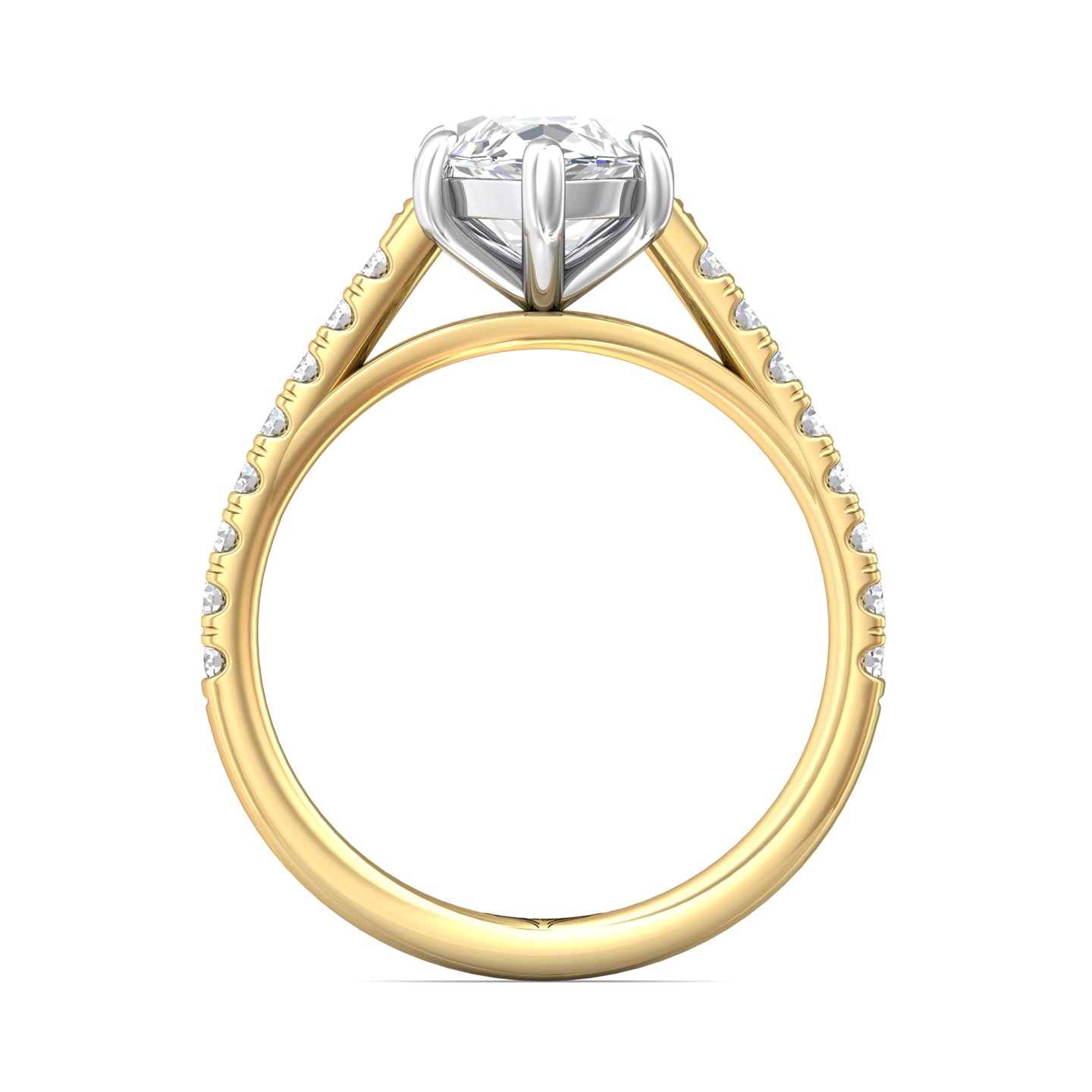 18K White and Yellow Gold Marquise Diamond Engagement Ring