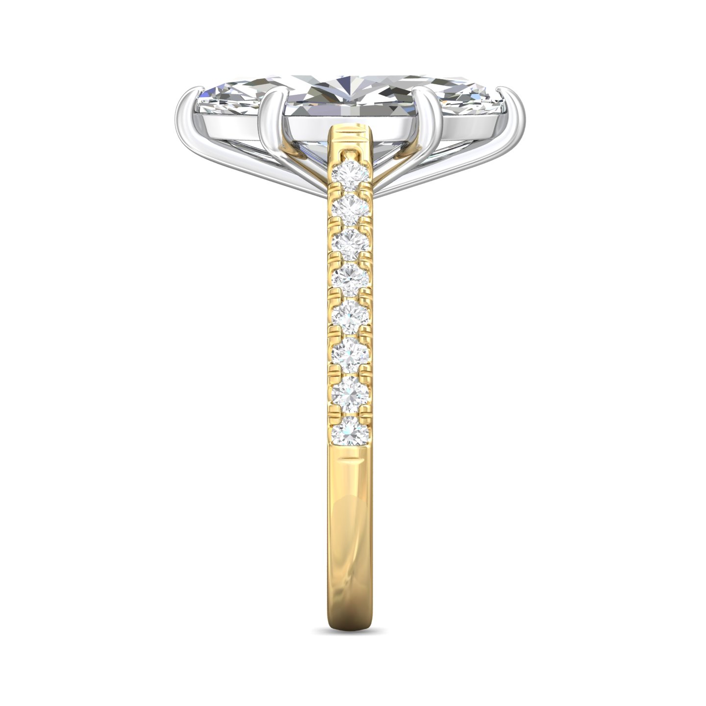18K White and Yellow Gold Marquise Diamond Engagement Ring