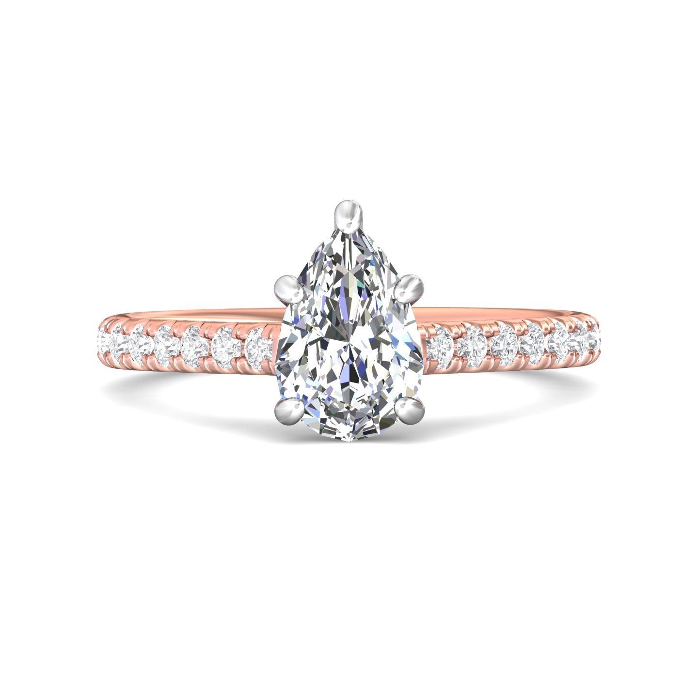 18K White and Rose Gold Pear Shape Diamond Engagement Ring