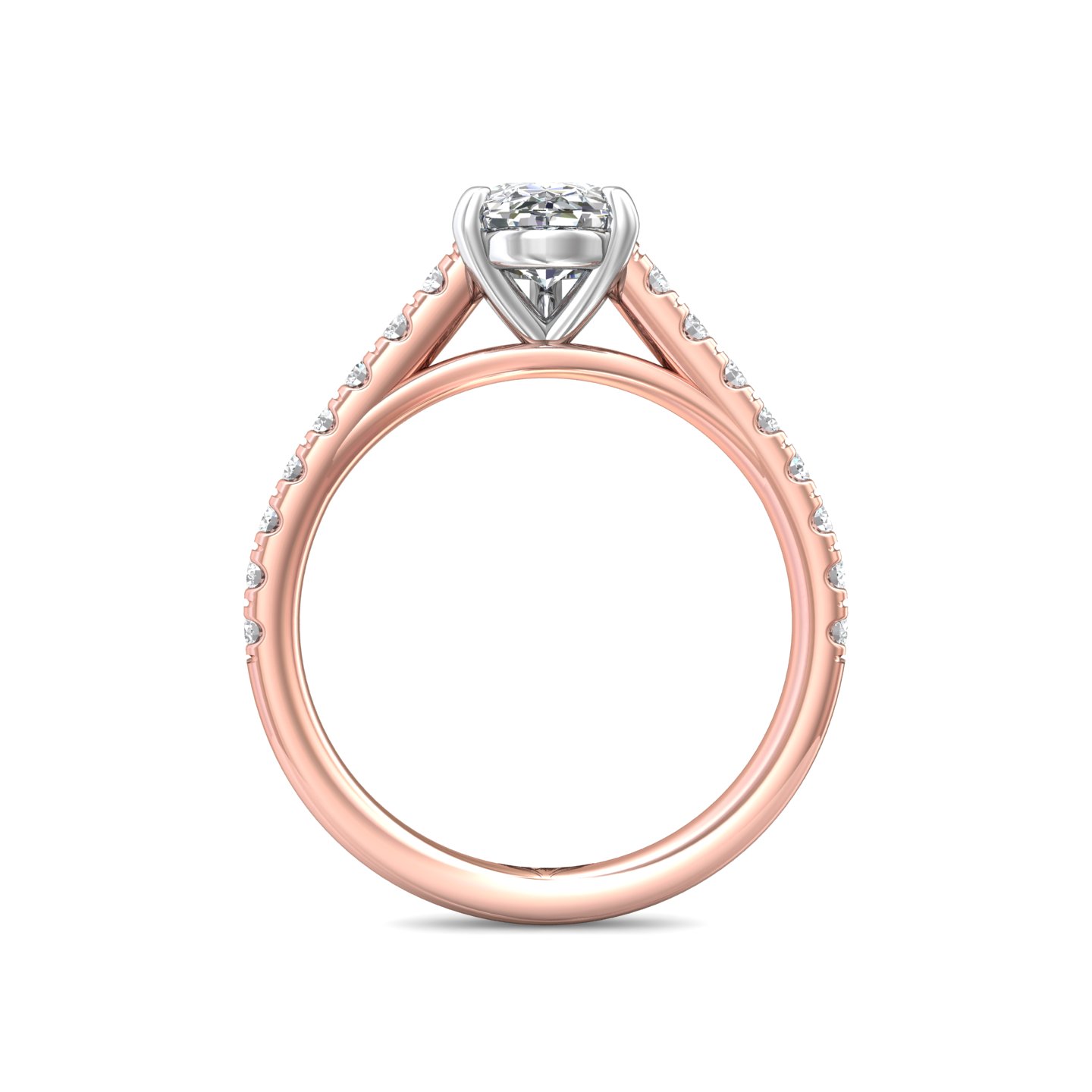 18K White and Rose Gold Pear Shape Diamond Engagement Ring
