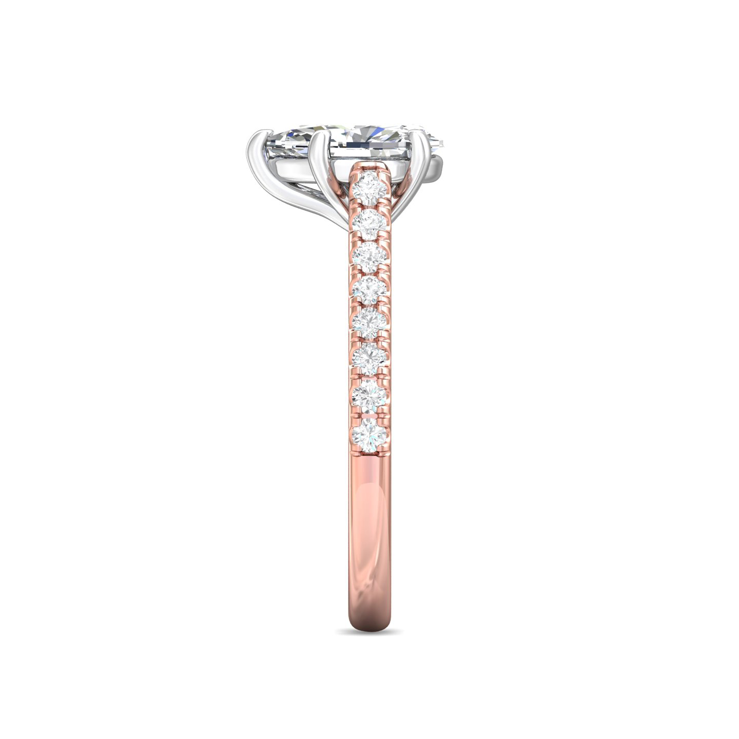 18K White and Rose Gold Pear Shape Diamond Engagement Ring