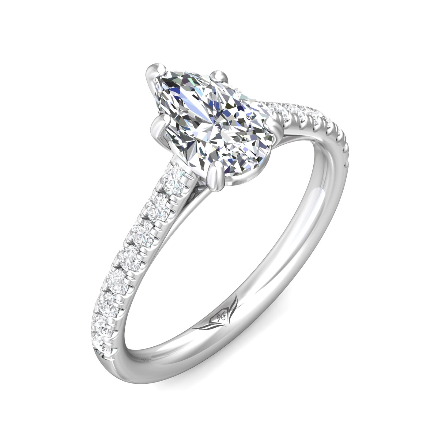 Platinum Pear Shape Diamond Engagement Ring