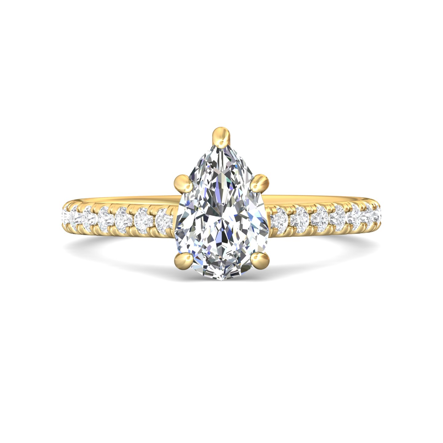 18K Yellow Gold Pear Shape Diamond Engagement Ring