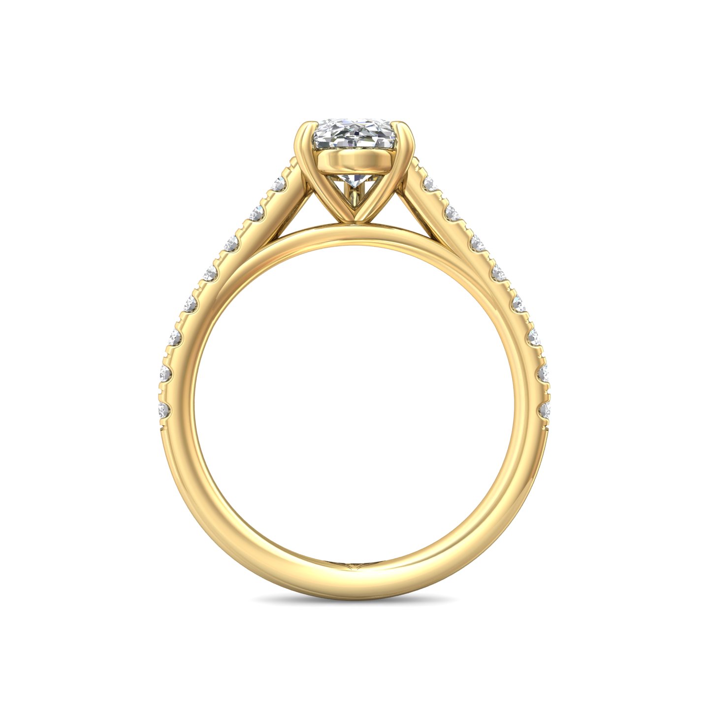 18K Yellow Gold Pear Shape Diamond Engagement Ring