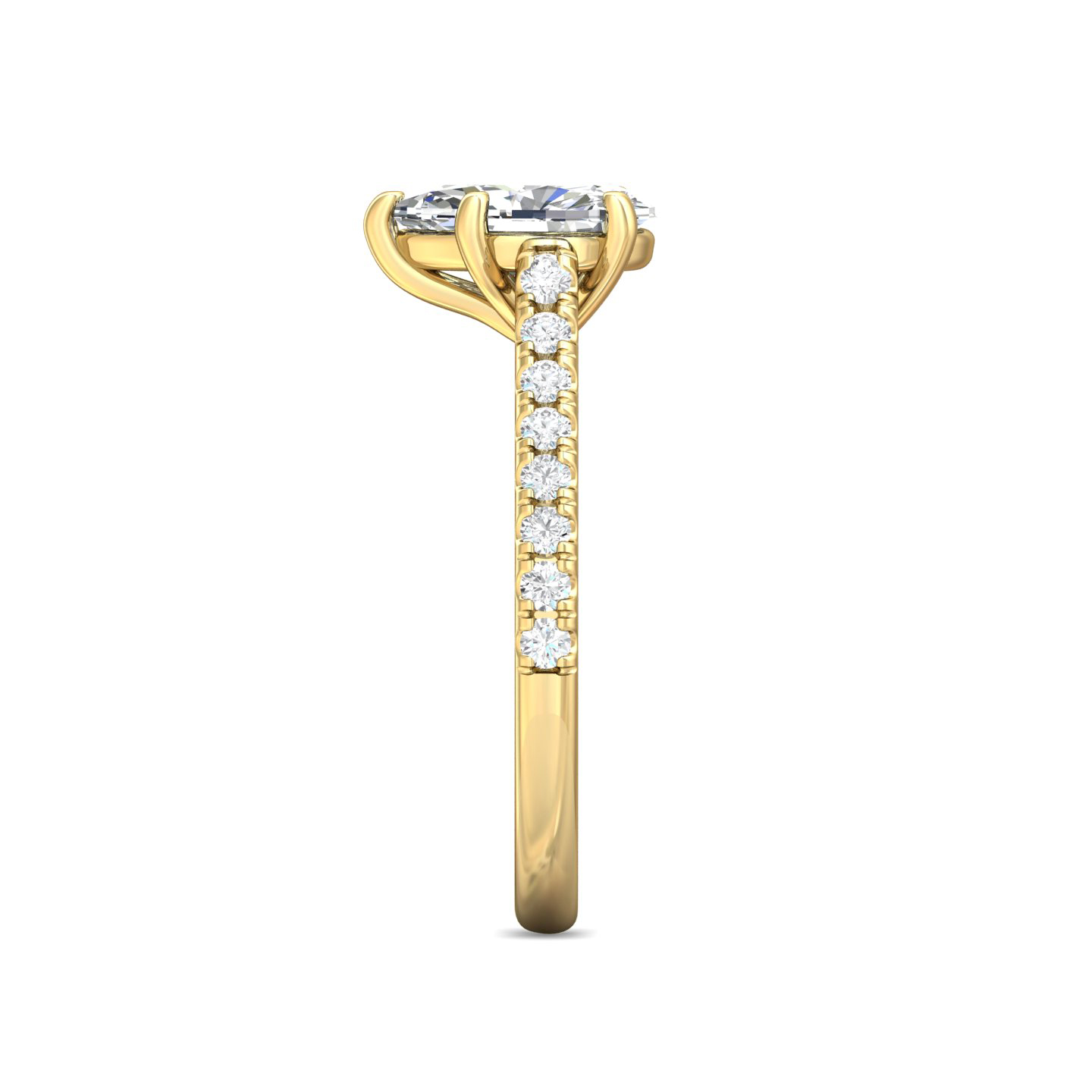 18K Yellow Gold Pear Shape Diamond Engagement Ring
