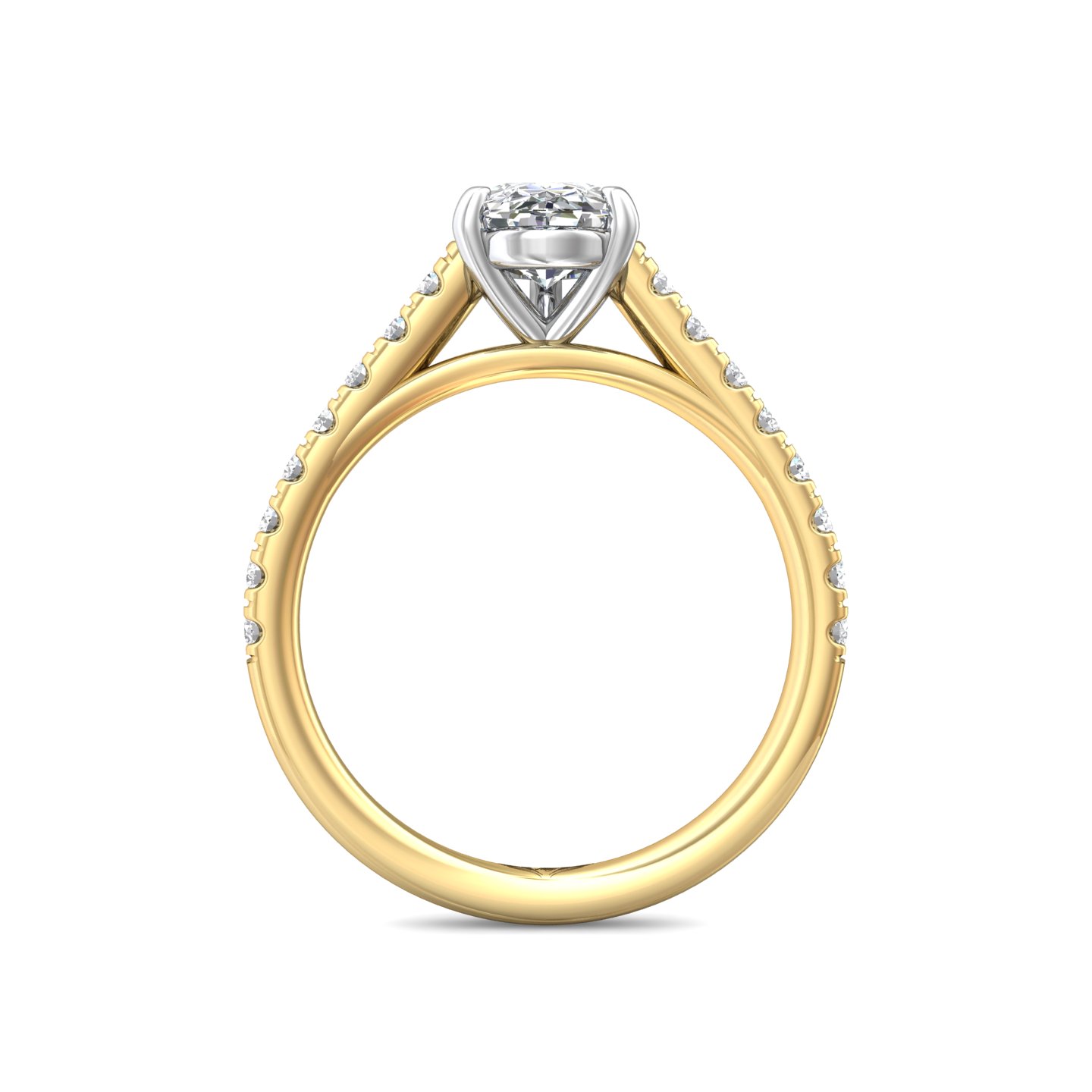 18K White and Yellow Gold Pear Shape Diamond Engagement Ring