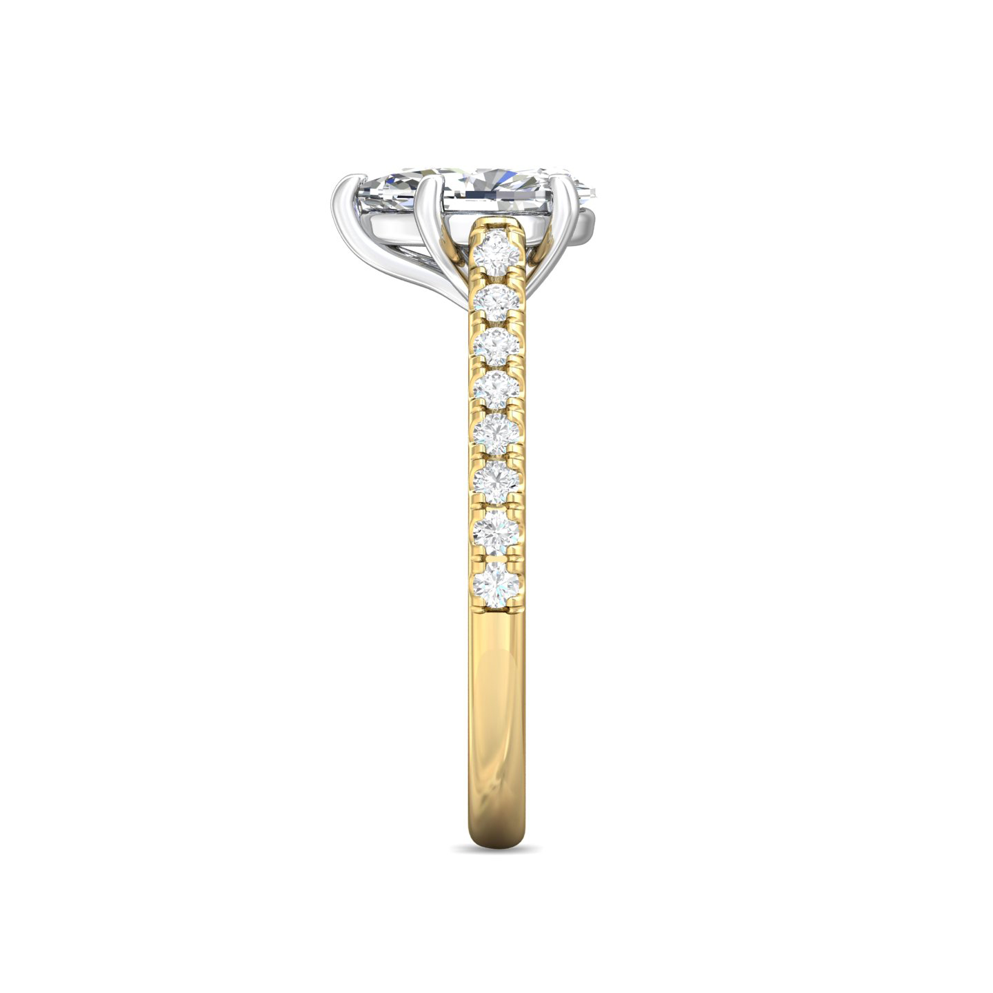 18K White and Yellow Gold Pear Shape Diamond Engagement Ring