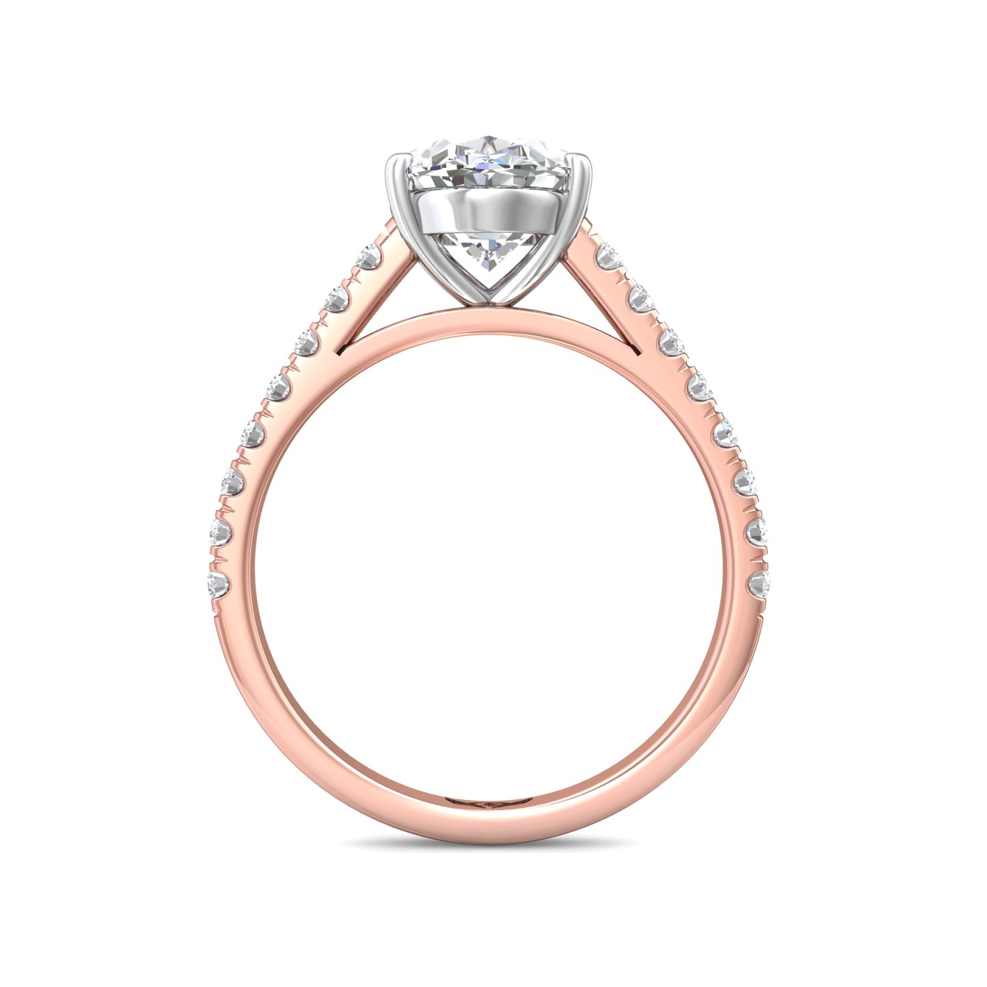 14K Rose and White Gold Oval Diamond Engagement Ring