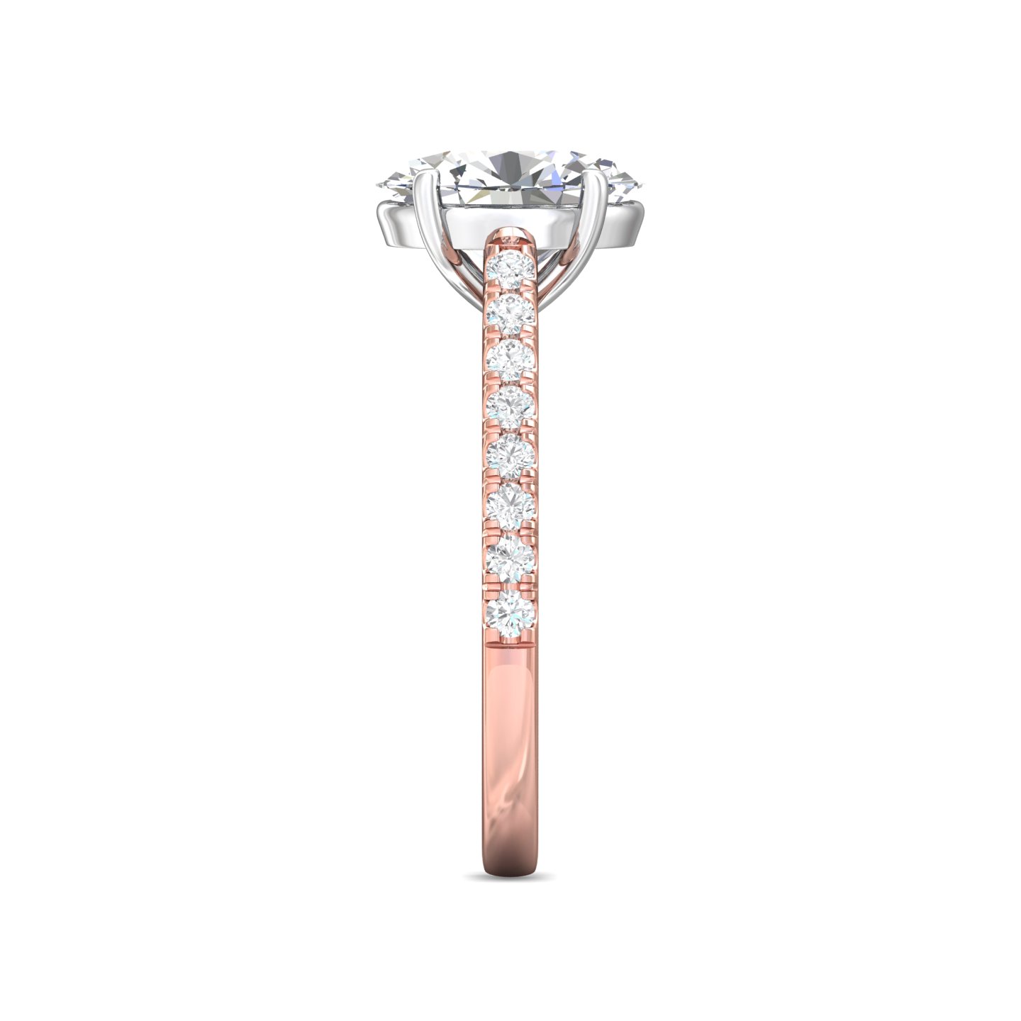 14K Rose and White Gold Oval Diamond Engagement Ring