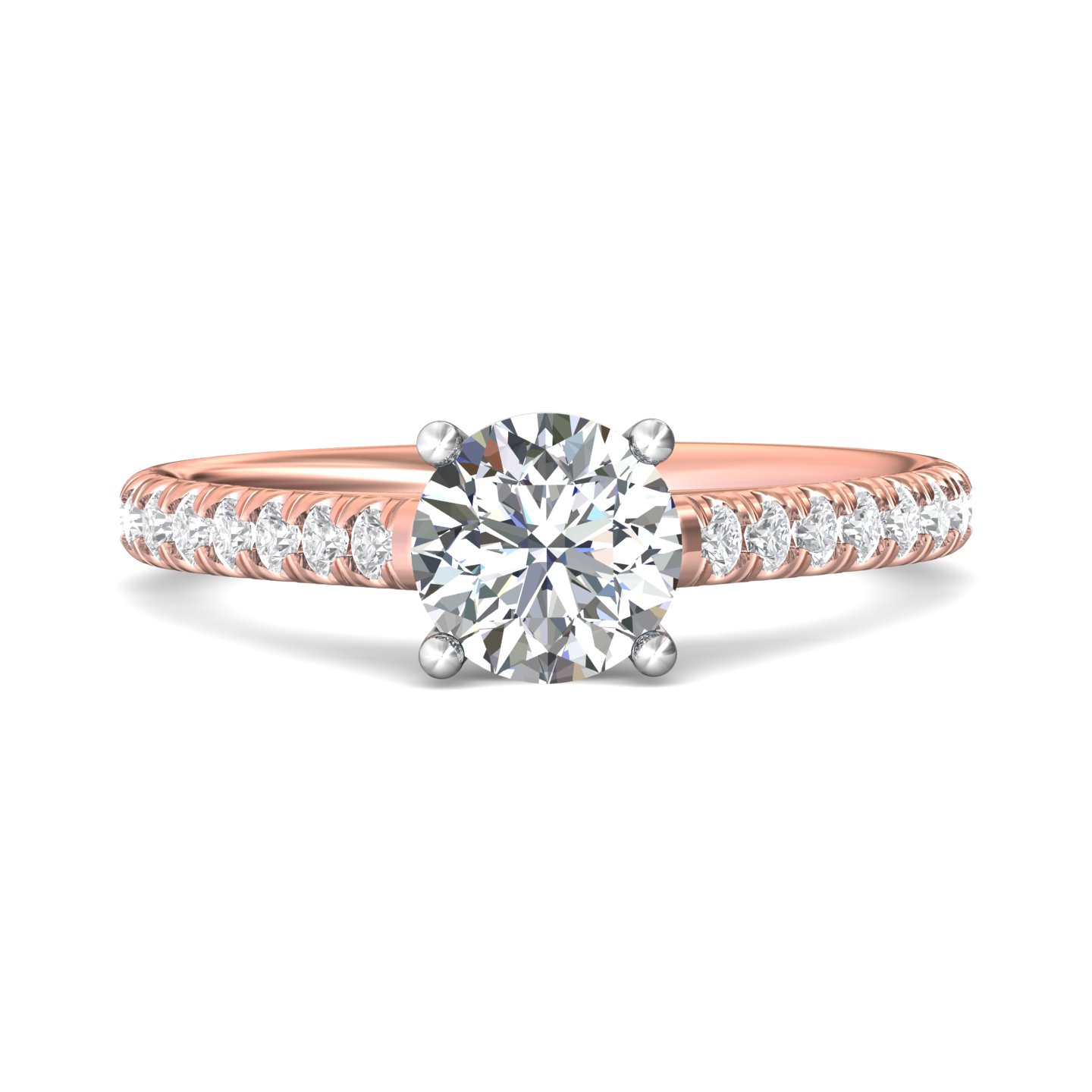 18K White and Rose Gold Round Diamond Engagement Ring