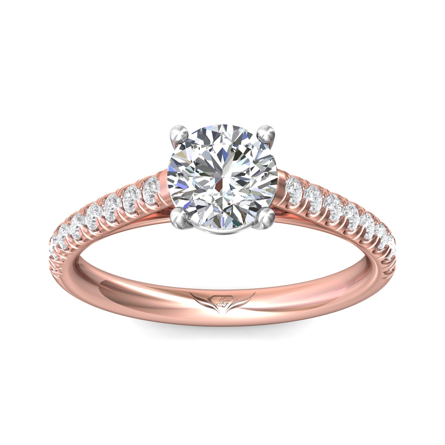 18K White and Rose Gold Round Diamond Engagement Ring