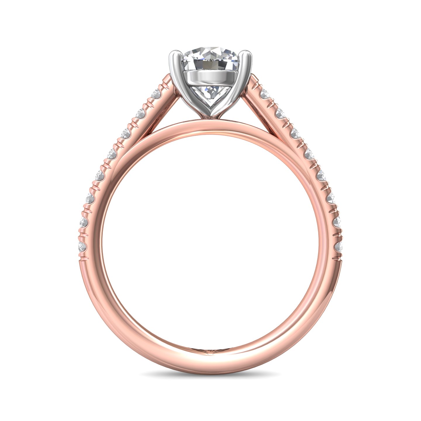 18K White and Rose Gold Round Diamond Engagement Ring