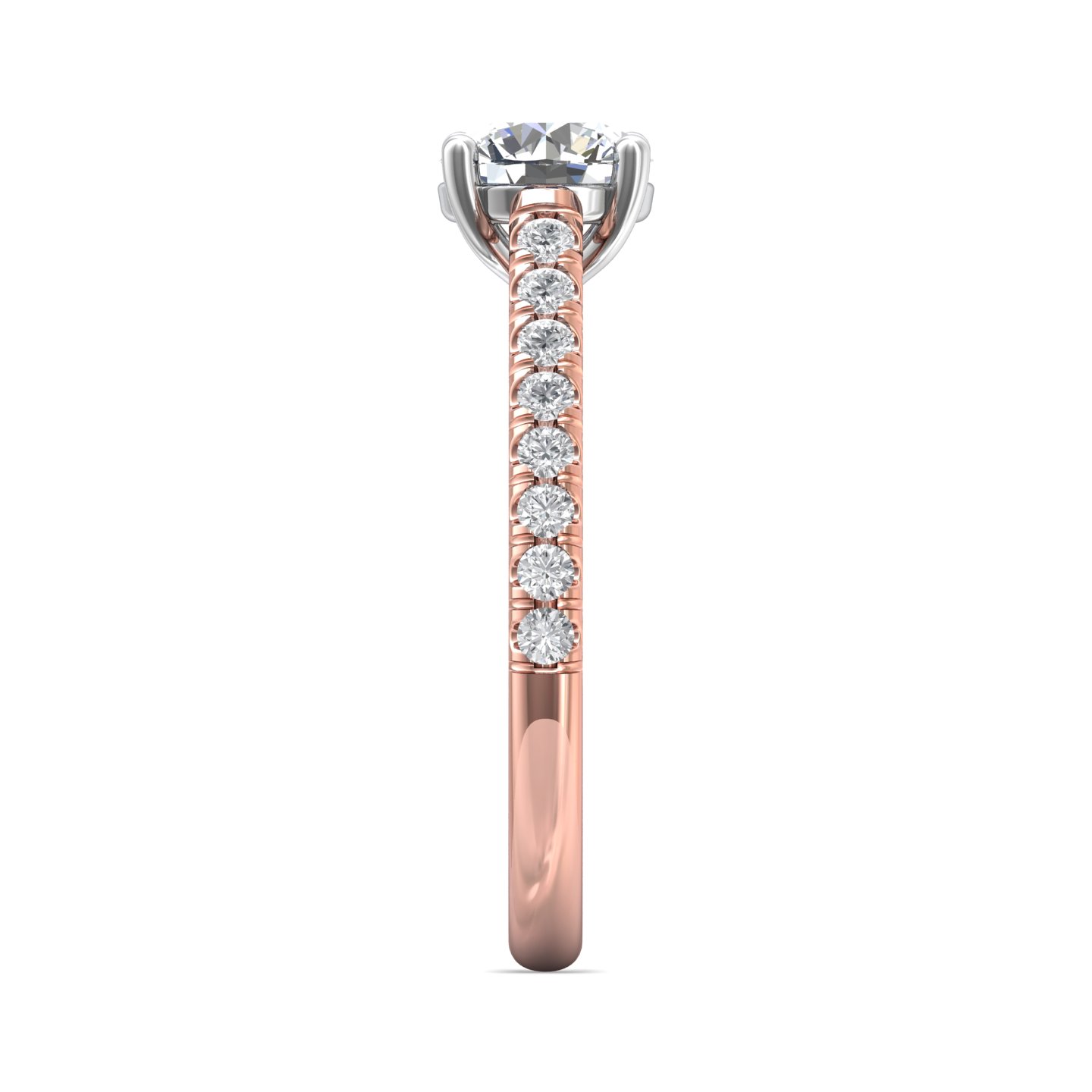 18K White and Rose Gold Round Diamond Engagement Ring