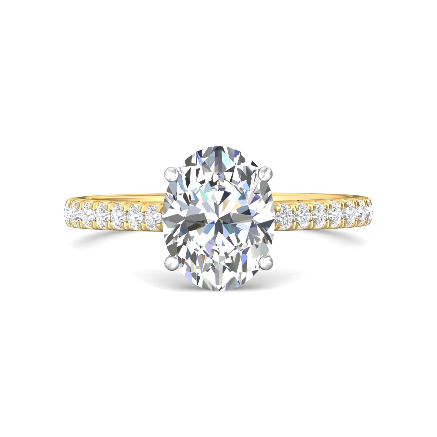18K White and Yellow Gold Oval Diamond Engagement Ring