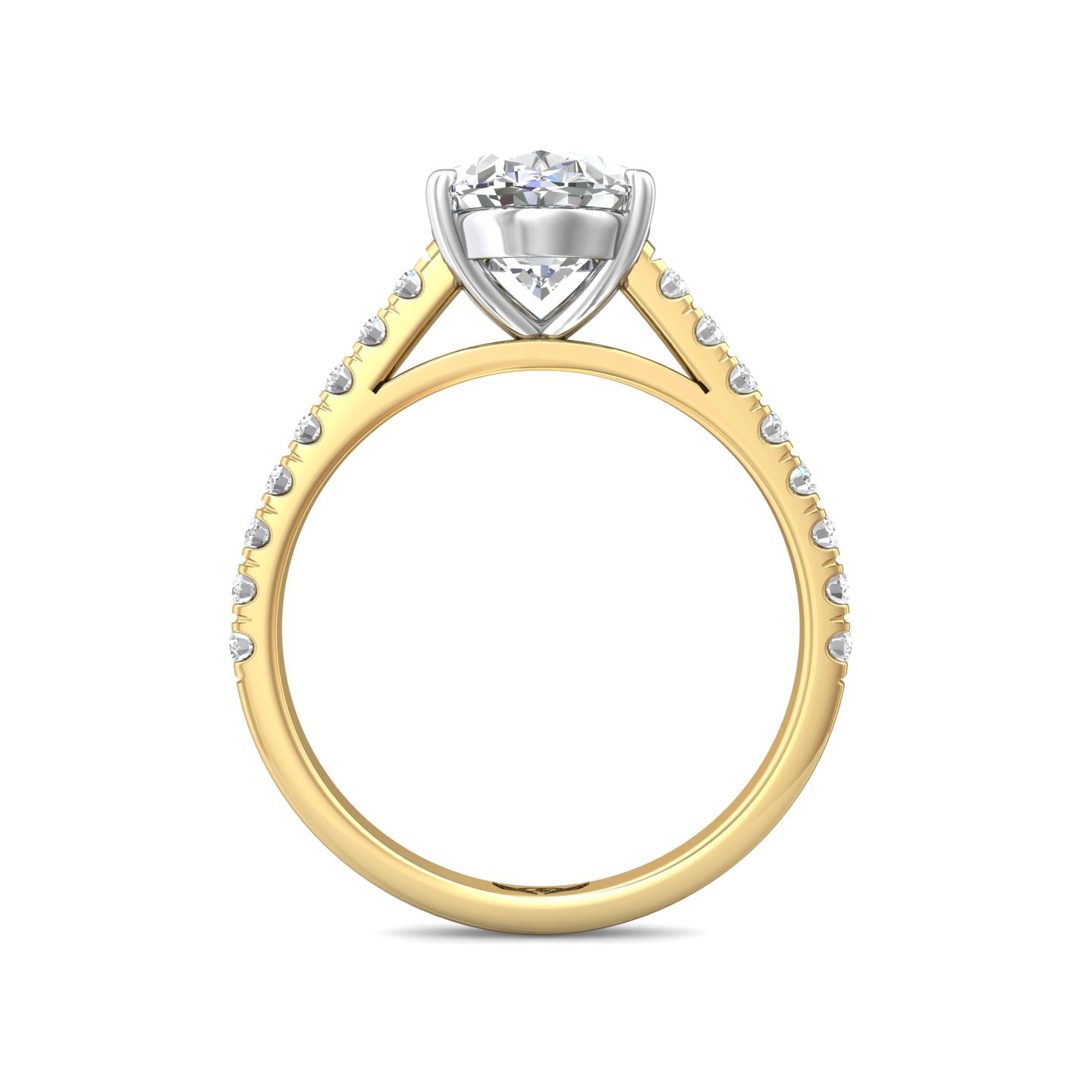 18K White and Yellow Gold Oval Diamond Engagement Ring