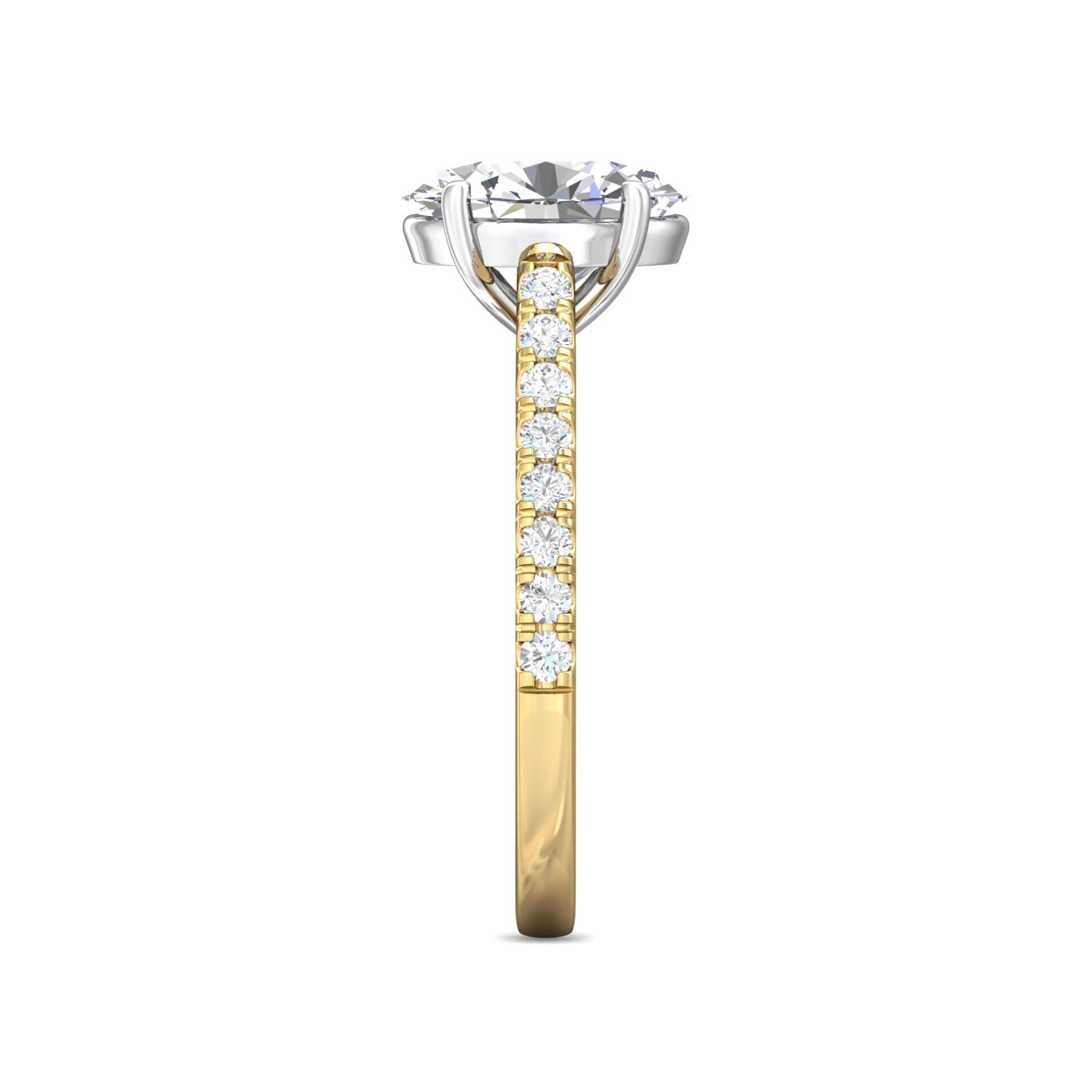18K White and Yellow Gold Oval Diamond Engagement Ring