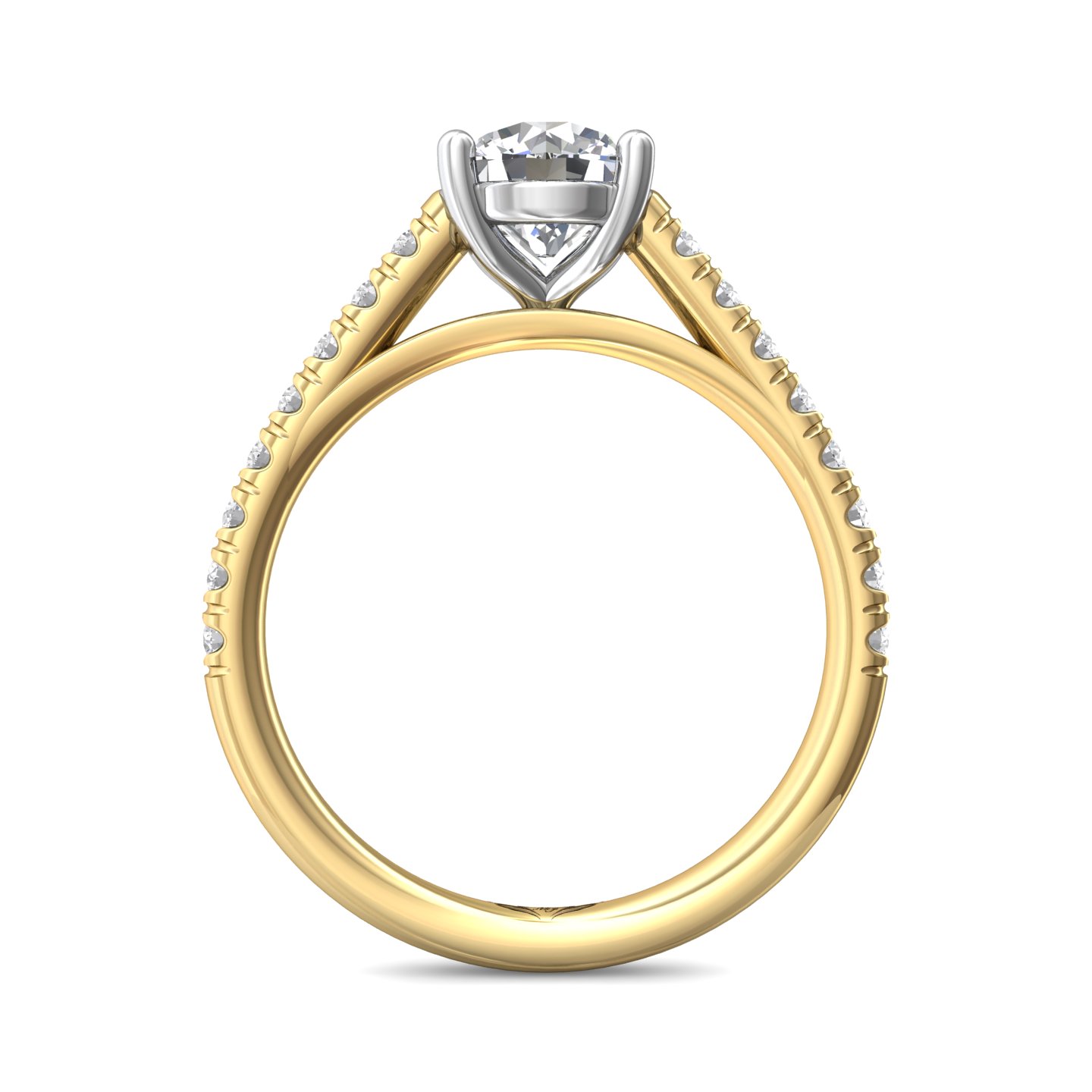 18K White and Yellow Gold Round Diamond Engagement Ring