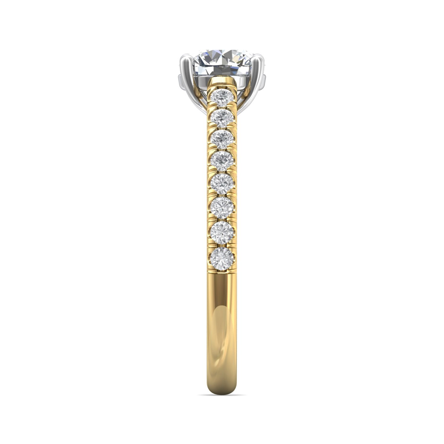 18K White and Yellow Gold Round Diamond Engagement Ring