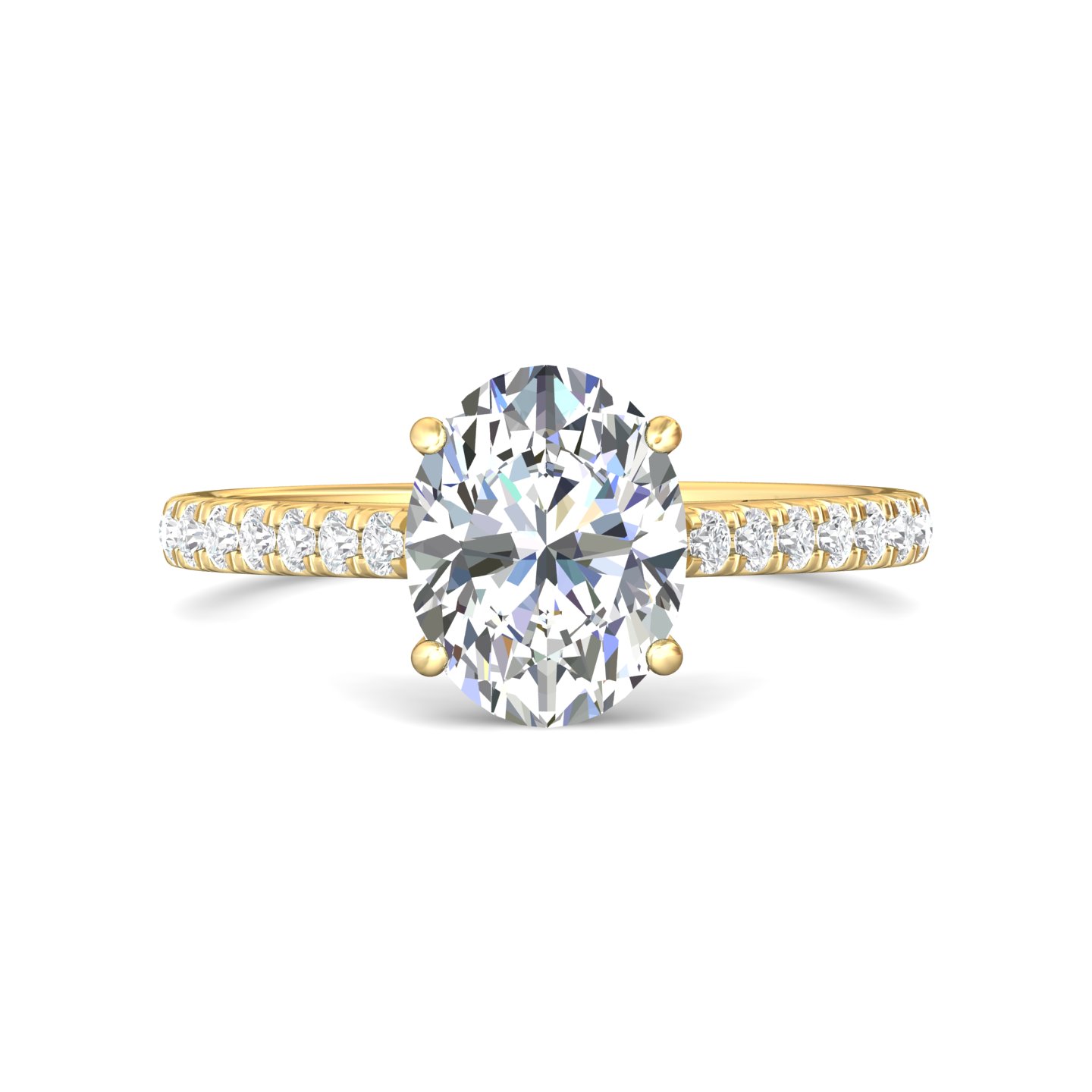 14K Yellow Gold Oval Diamond Engagement Ring