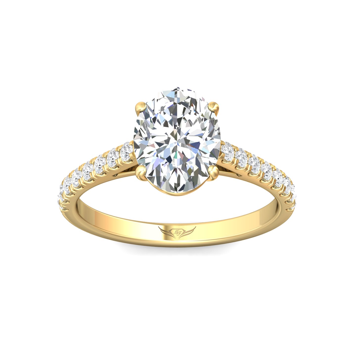 14K Yellow Gold Oval Diamond Engagement Ring