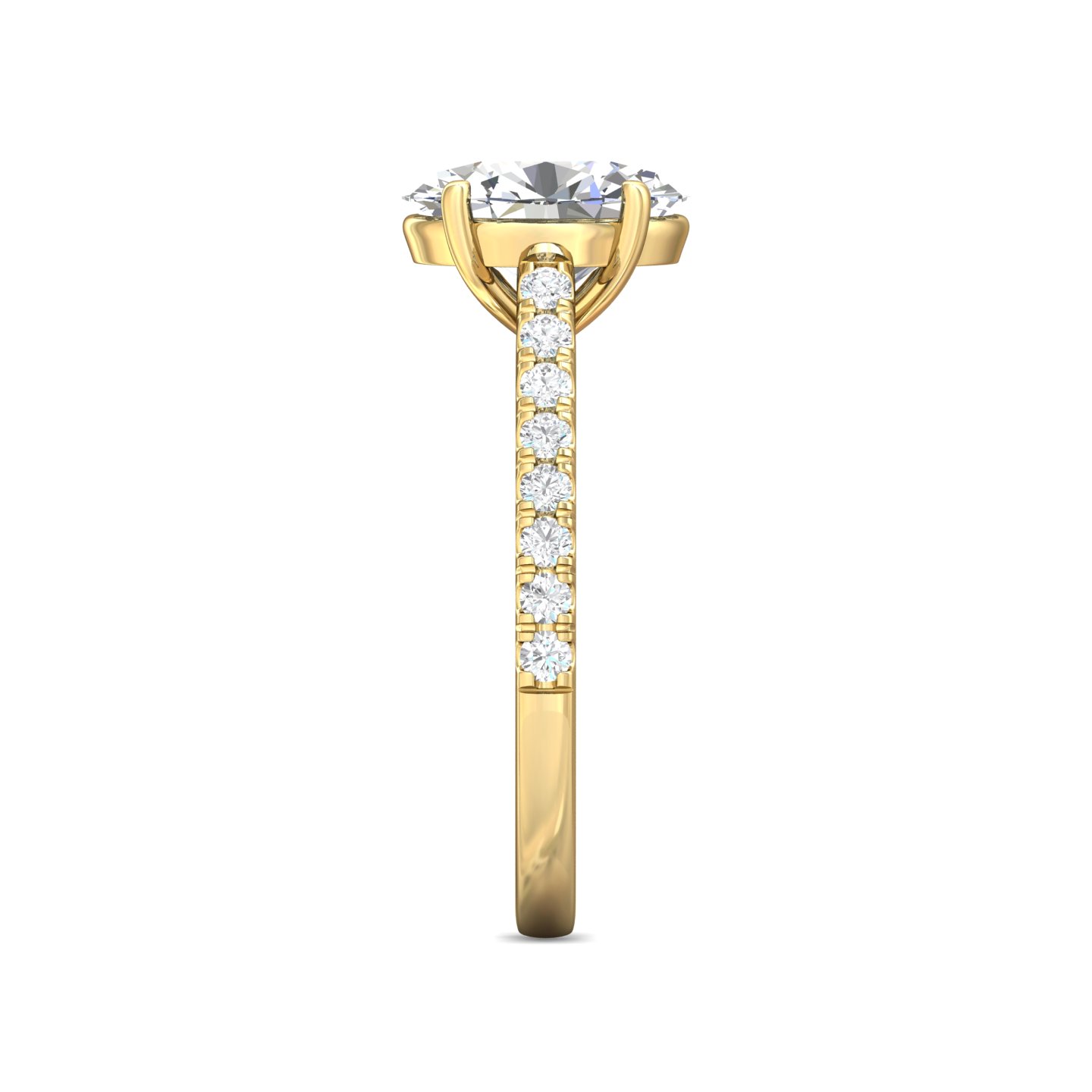 14K Yellow Gold Oval Diamond Engagement Ring