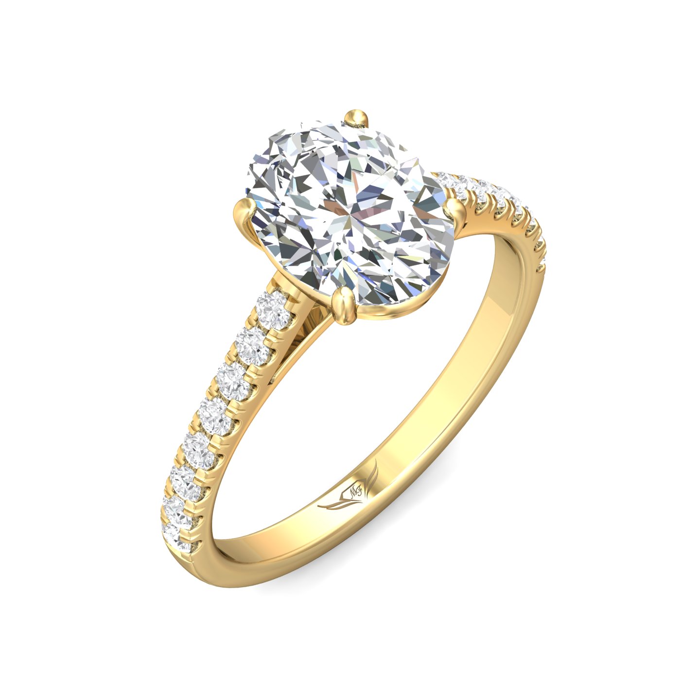 14K Yellow Gold Oval Diamond Engagement Ring