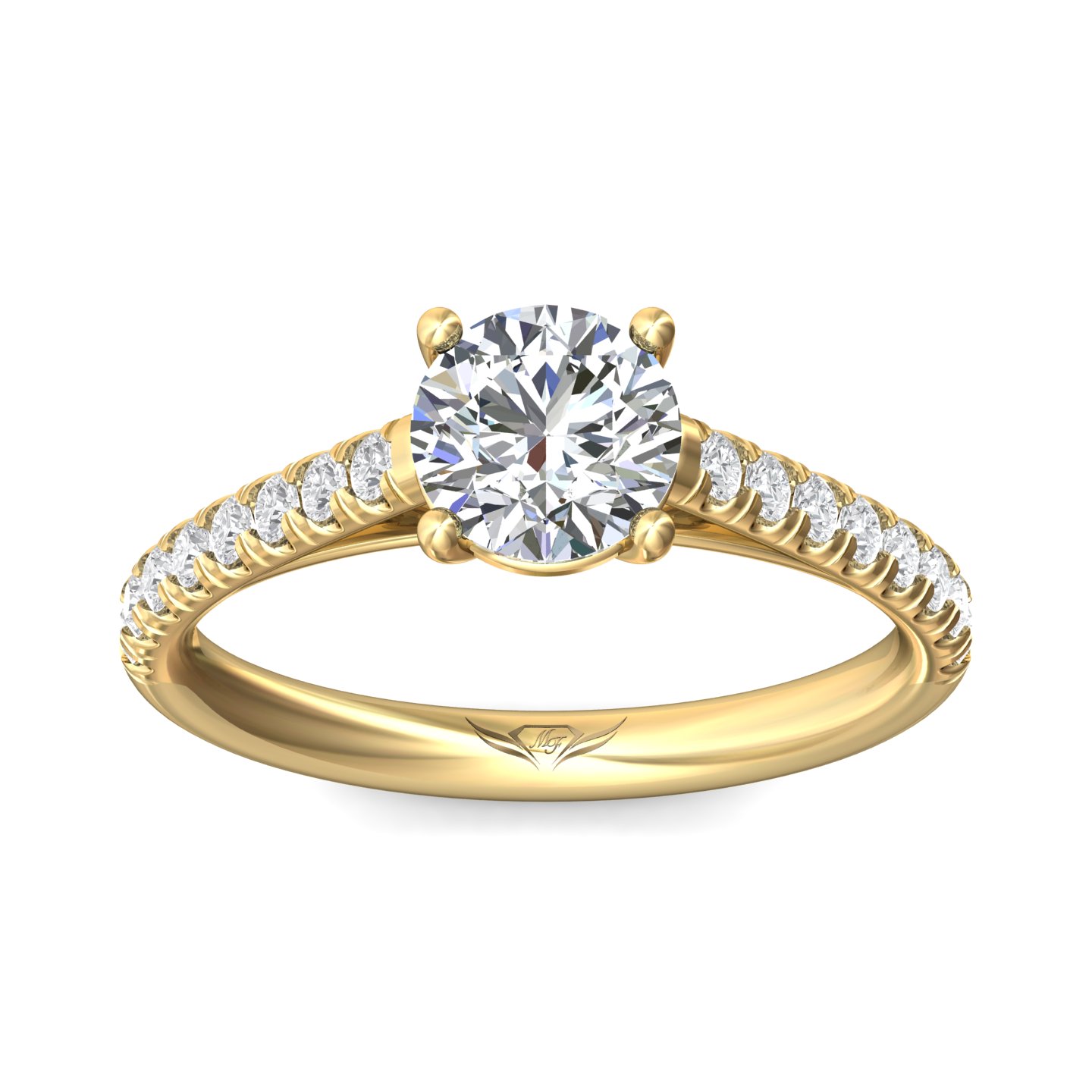 14K Yellow Gold Round Diamond Engagement Ring
