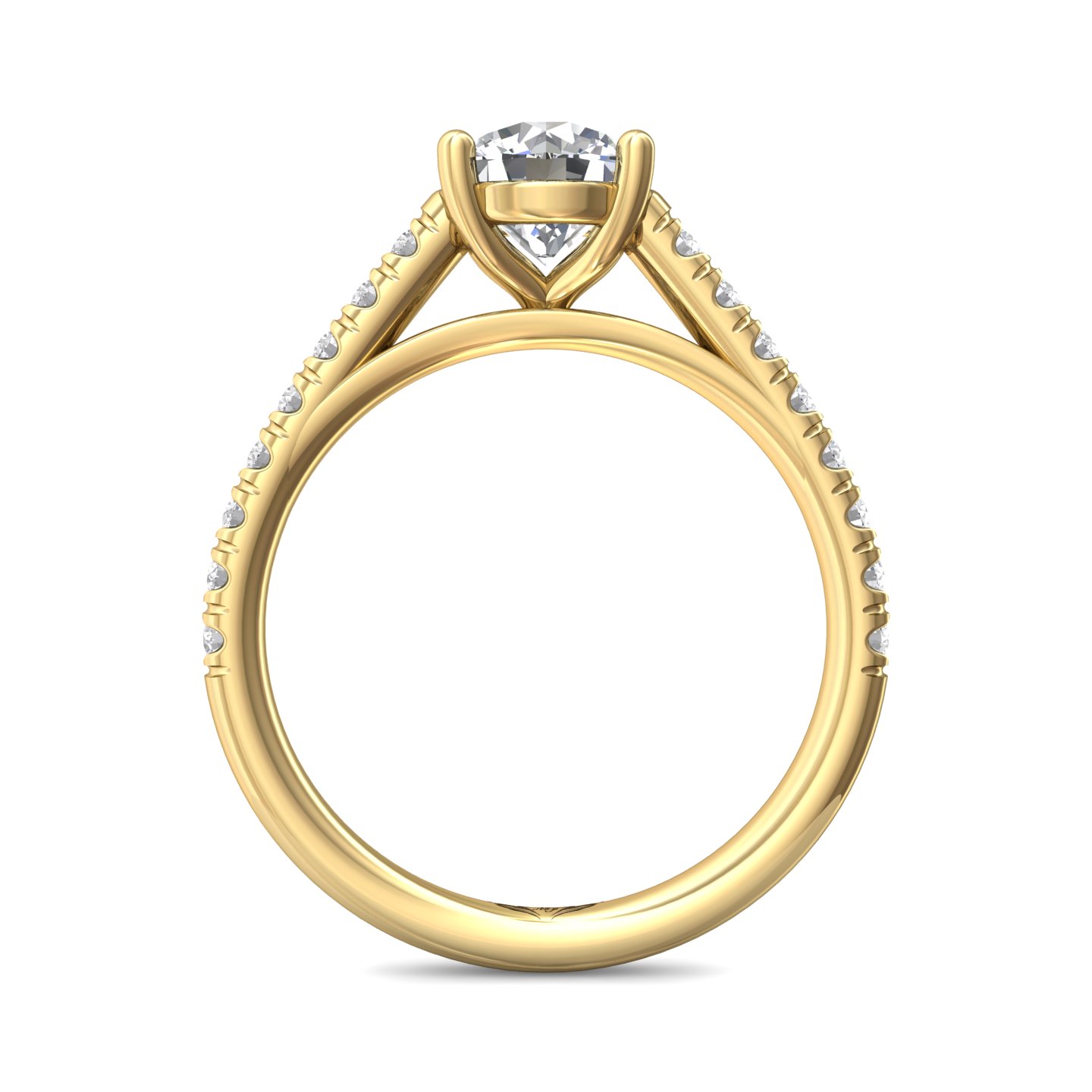 14K Yellow Gold Round Diamond Engagement Ring
