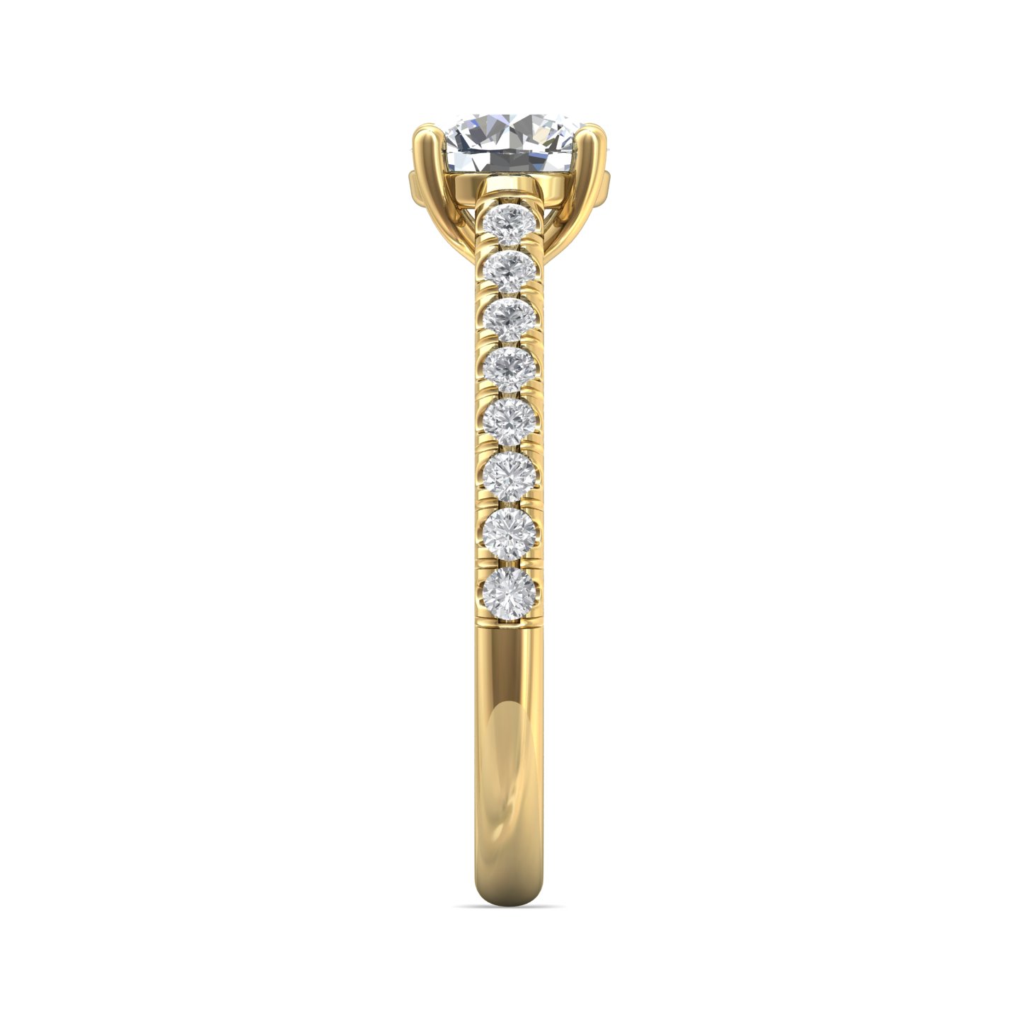 14K Yellow Gold Round Diamond Engagement Ring