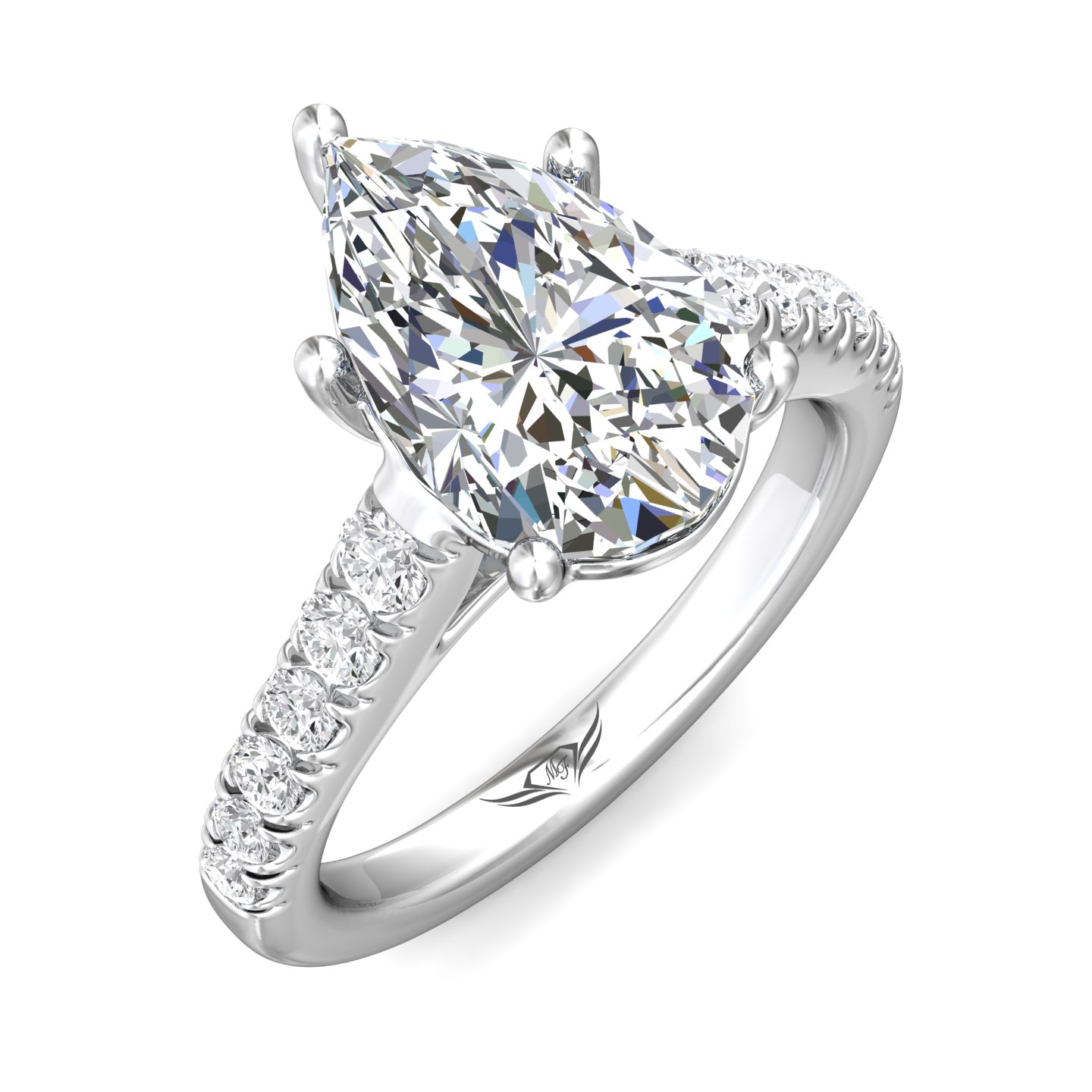 Platinum Pear Shape Diamond Engagement Ring