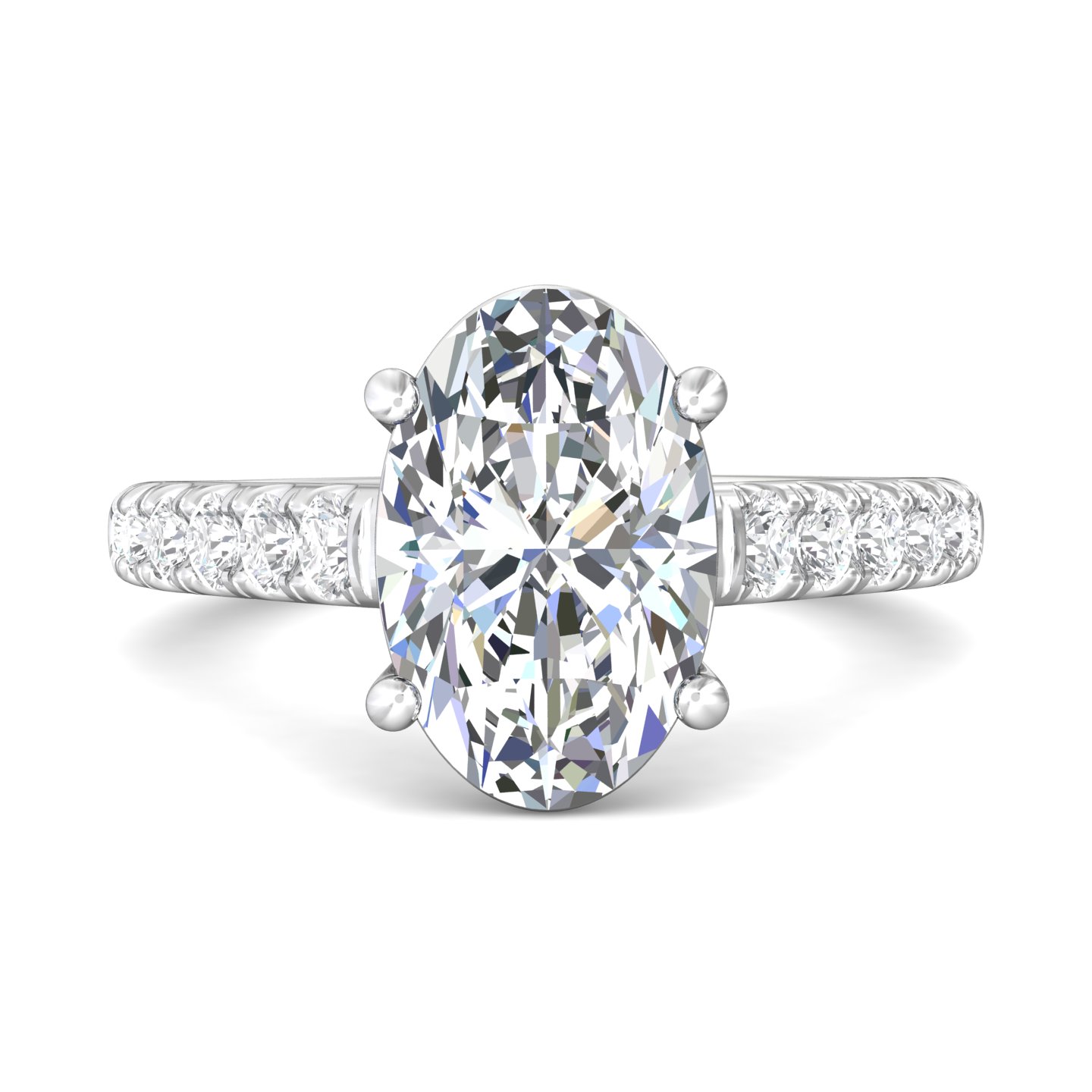 14K White Gold Oval Diamond Engagement Ring