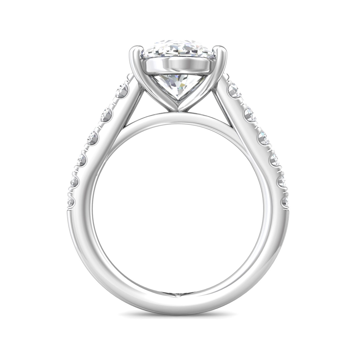 14K White Gold Oval Diamond Engagement Ring