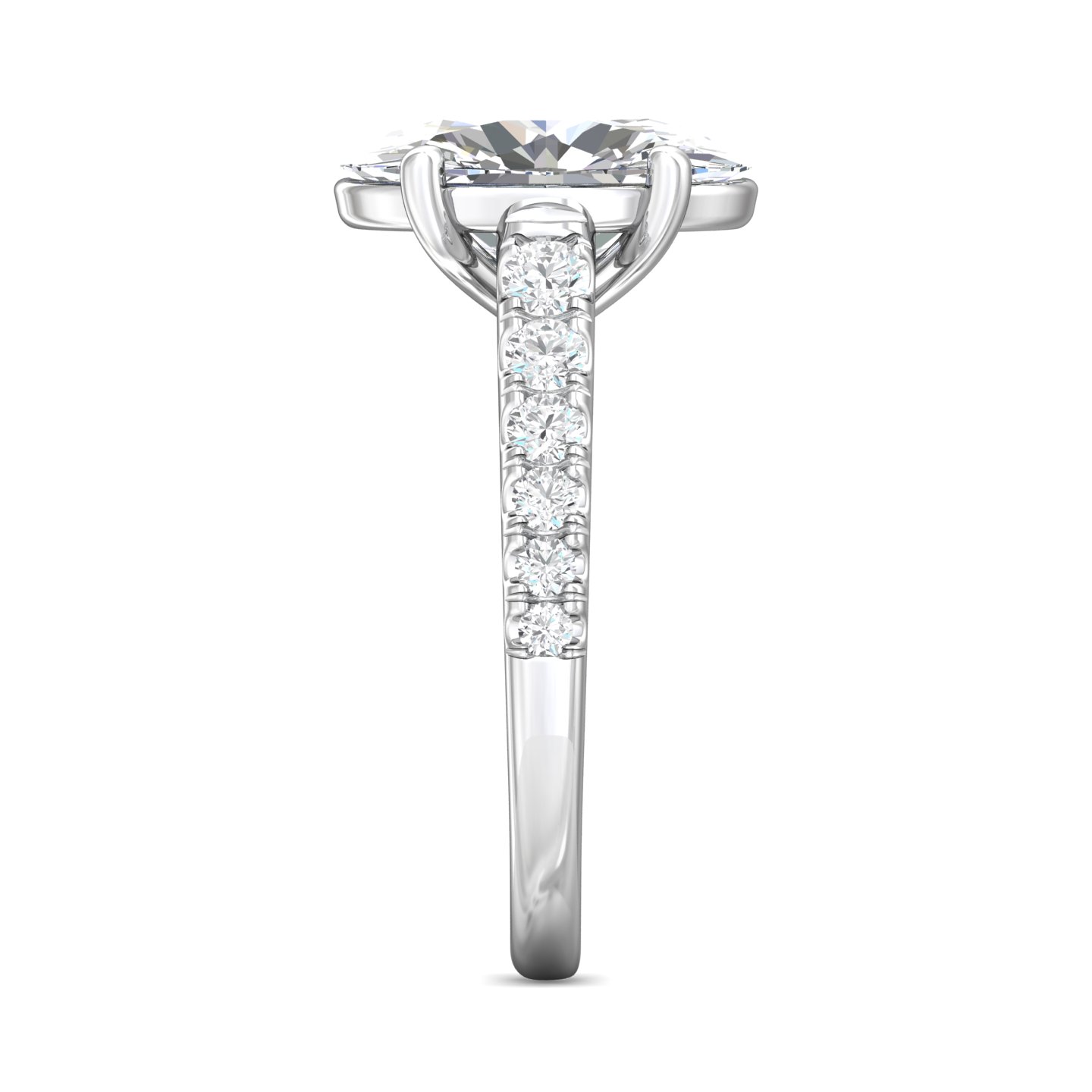 14K White Gold Oval Diamond Engagement Ring