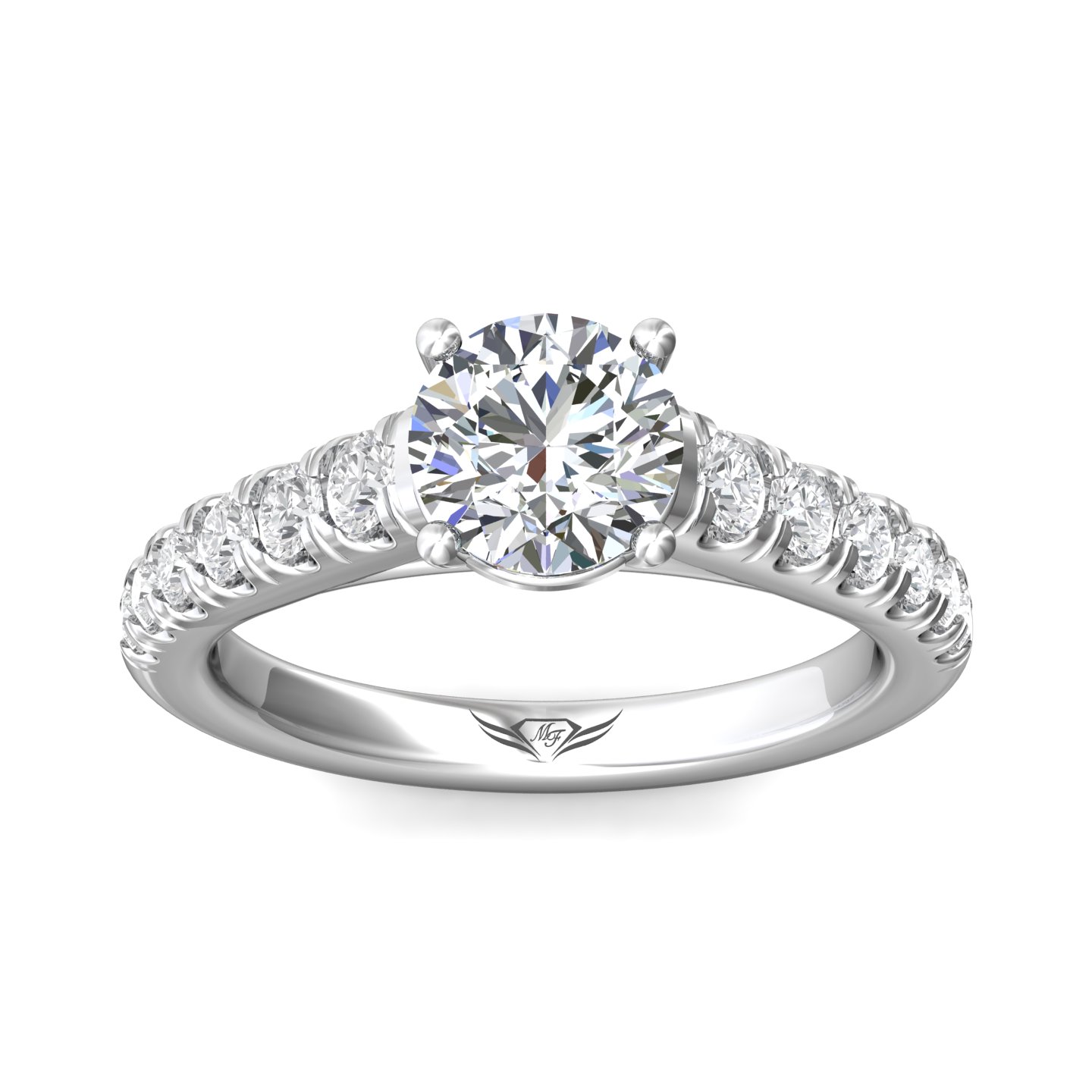 14K White Gold Round Diamond Engagement Ring